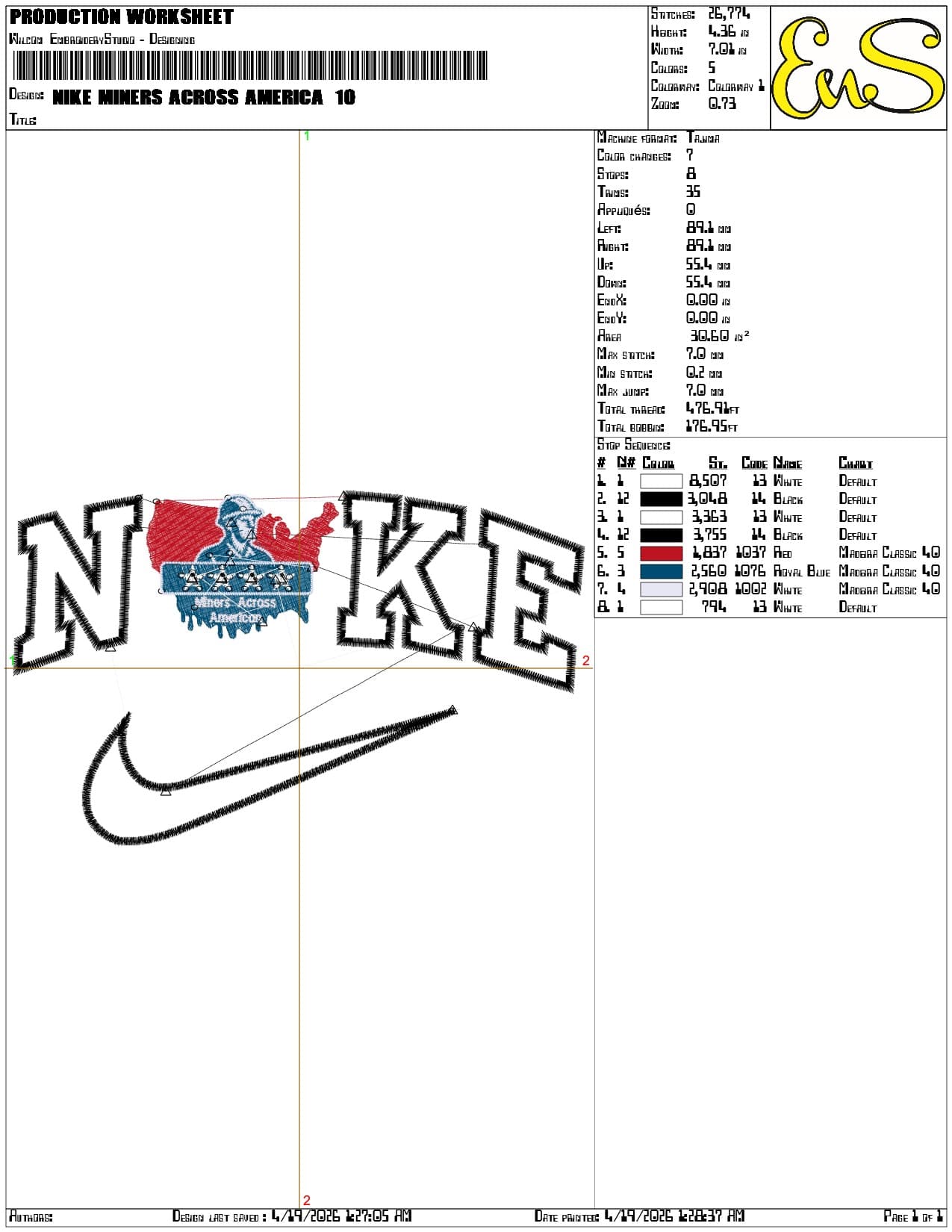 Nike Miners Across America    - Elegant embroidery design file-instant download — view 3
