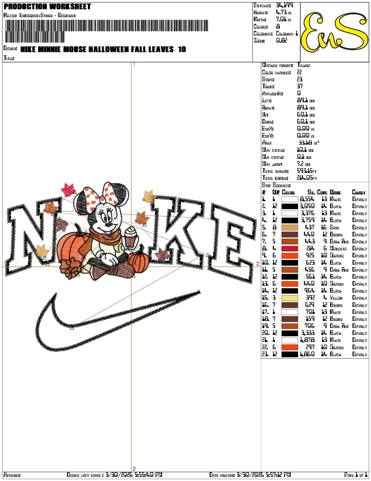 Nike Minnie Mouse Halloween fall Leaves    - Elegant embroidery design file-instant download — view 3