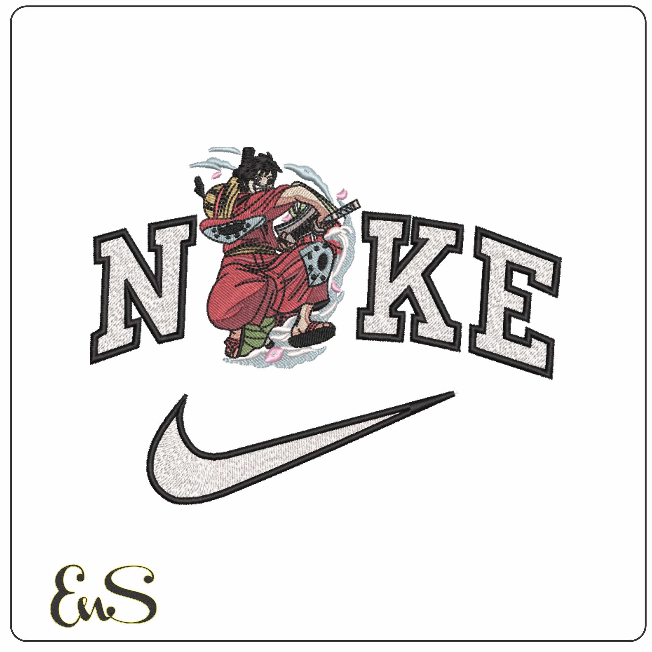 Nike Monkey D Luffy with Sword One Piece Anime    - Elegant embroidery design file-instant download