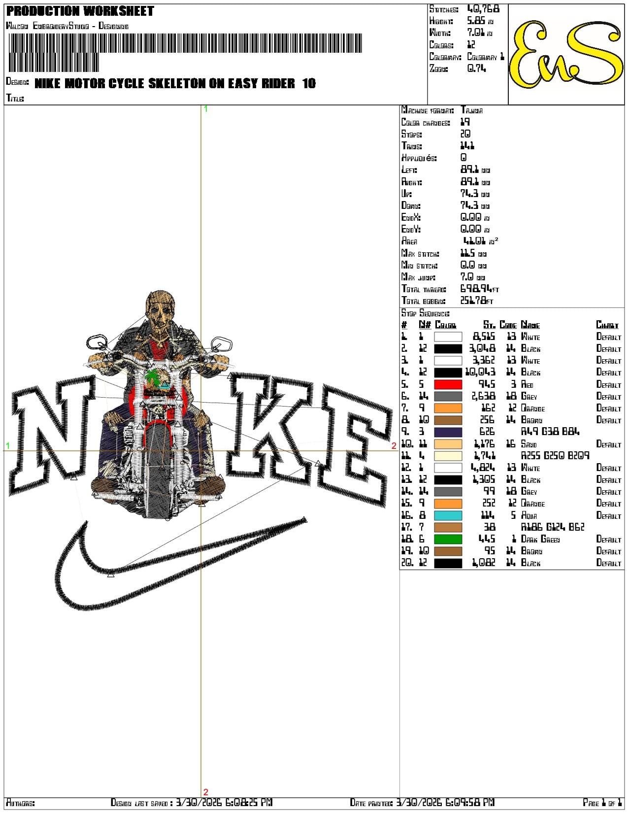 Nike Motor Cycle Skeleton on easy rider    - Elegant embroidery design file-instant download — view 3