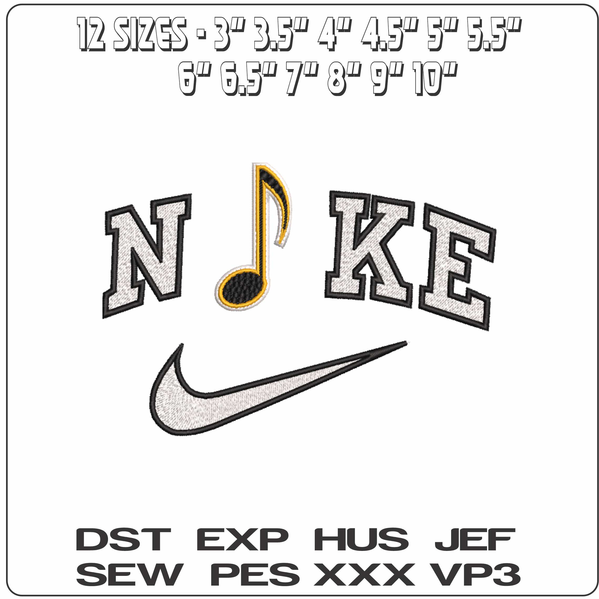 Nike Music Note    - Elegant embroidery design file-instant download — view 2
