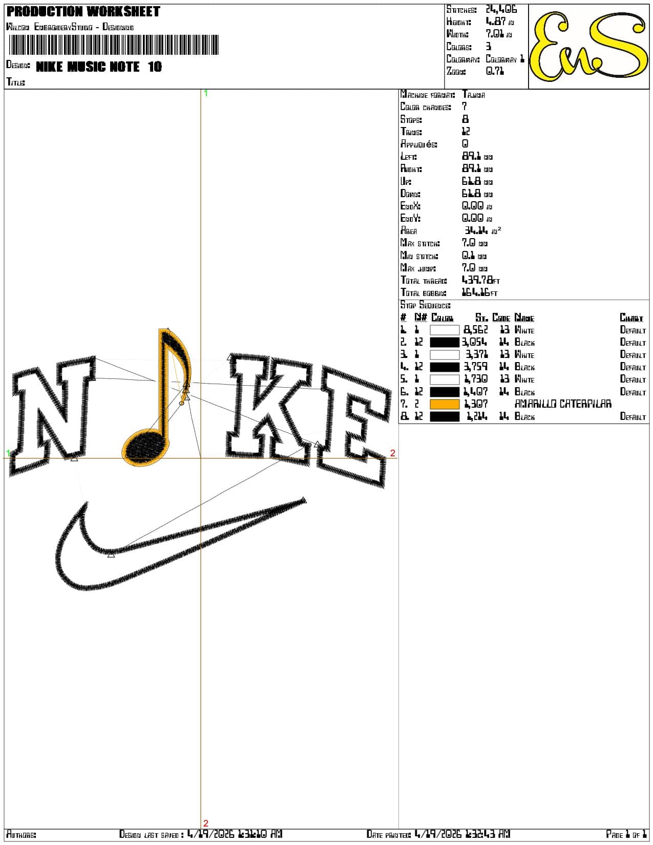 Nike Music Note    - Elegant embroidery design file-instant download — view 3