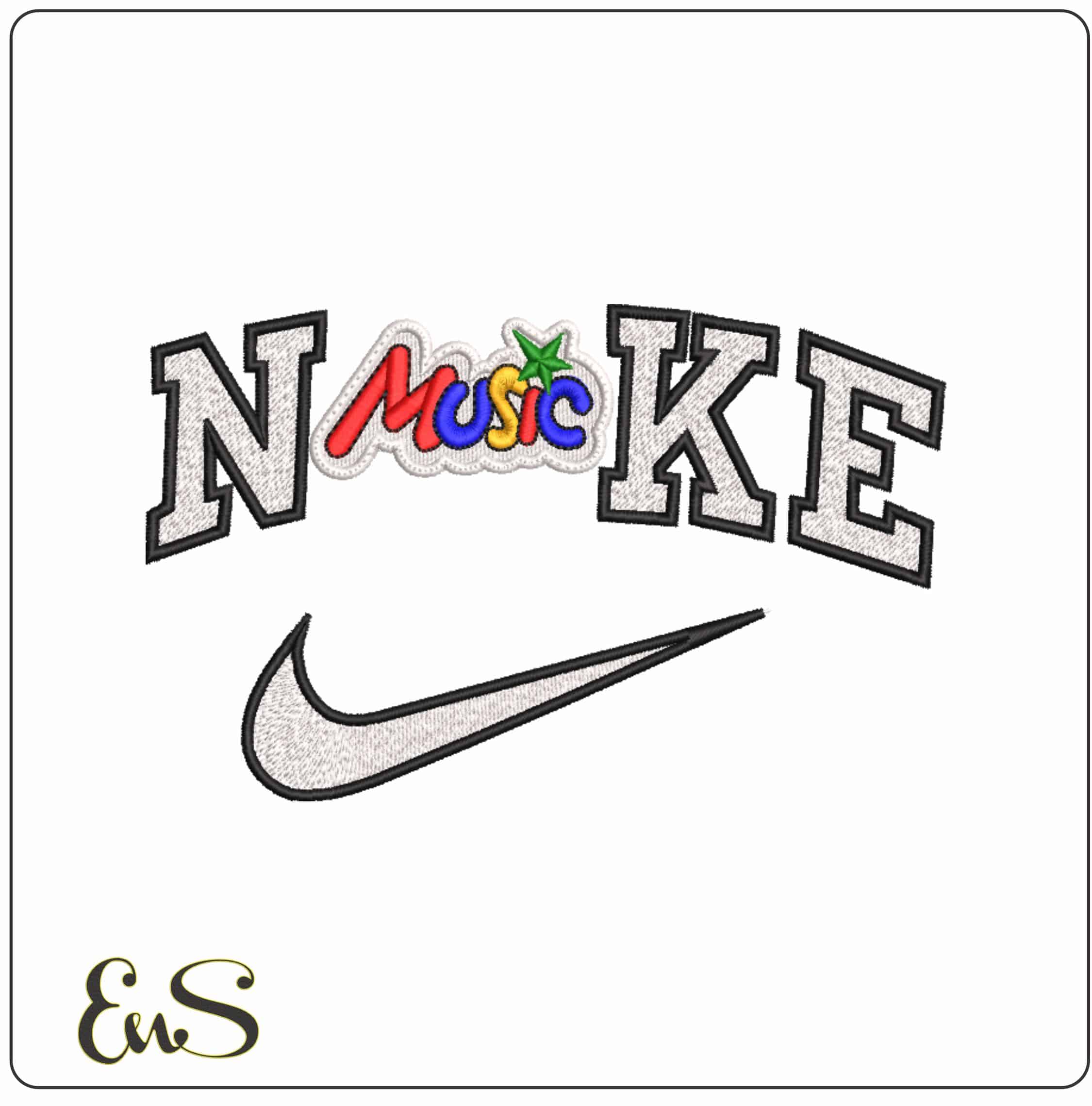 Nike Music Patch    - Elegant embroidery design file-instant download
