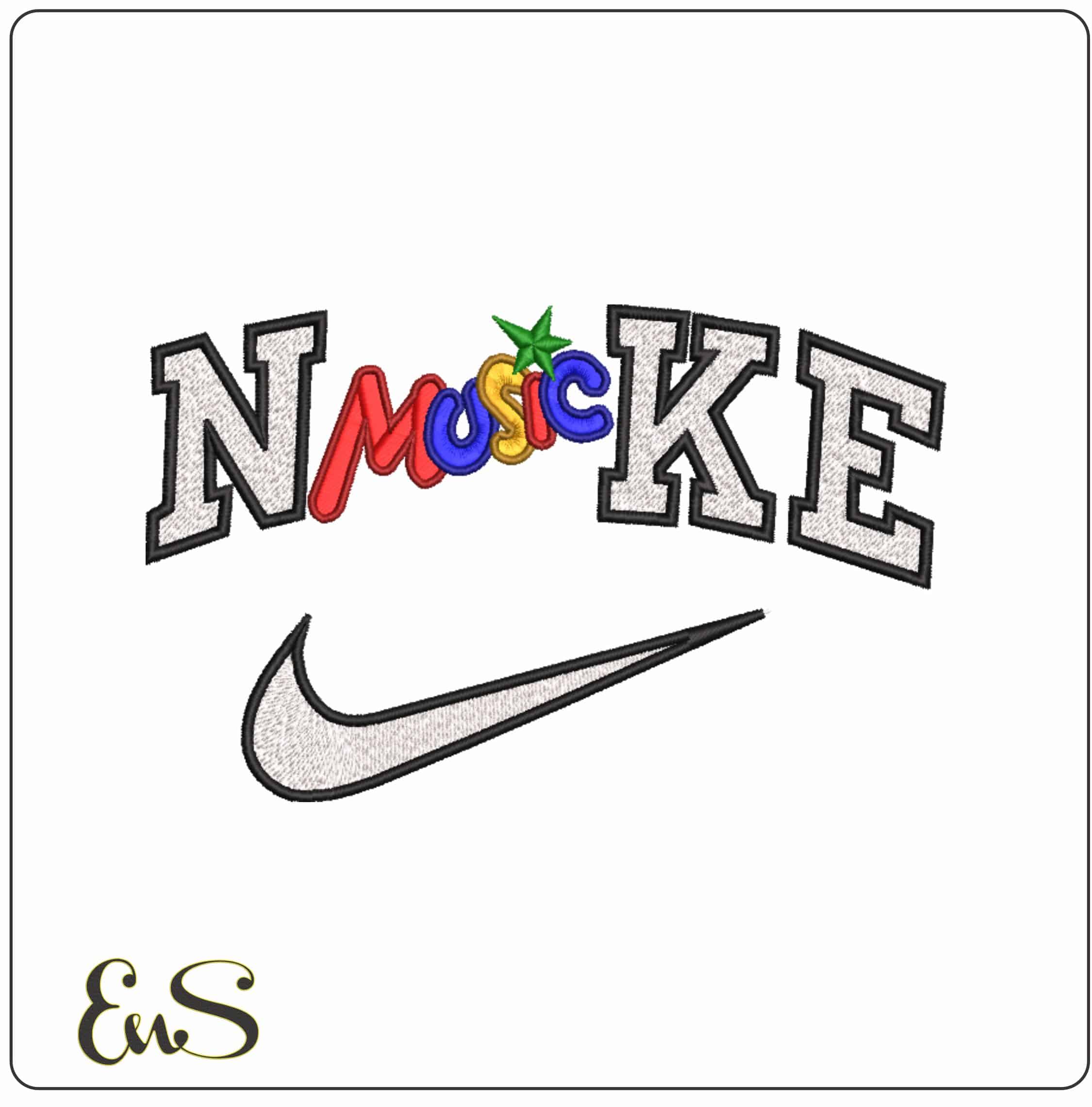 Nike Music Star    - Elegant embroidery design file-instant download