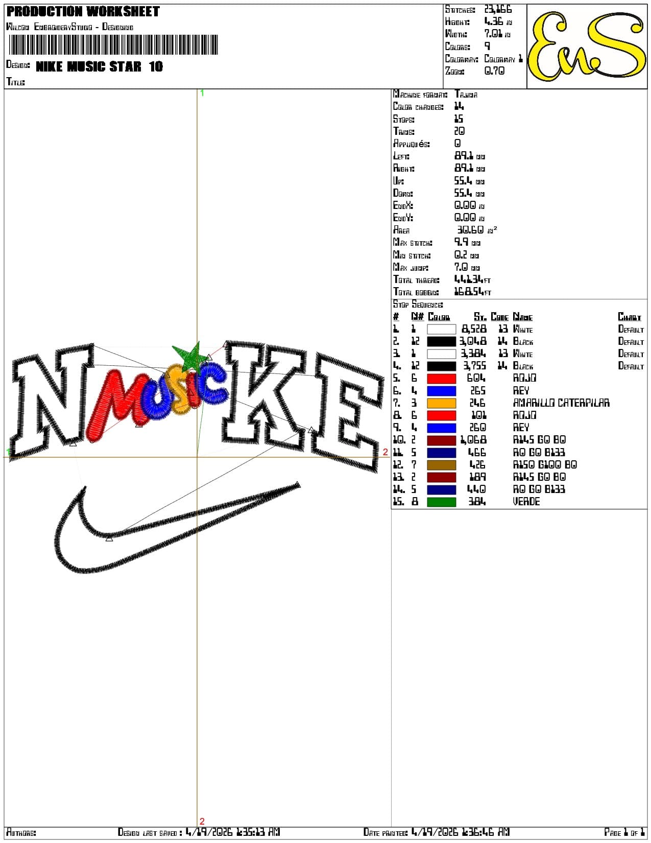 Nike Music Star    - Elegant embroidery design file-instant download — view 3