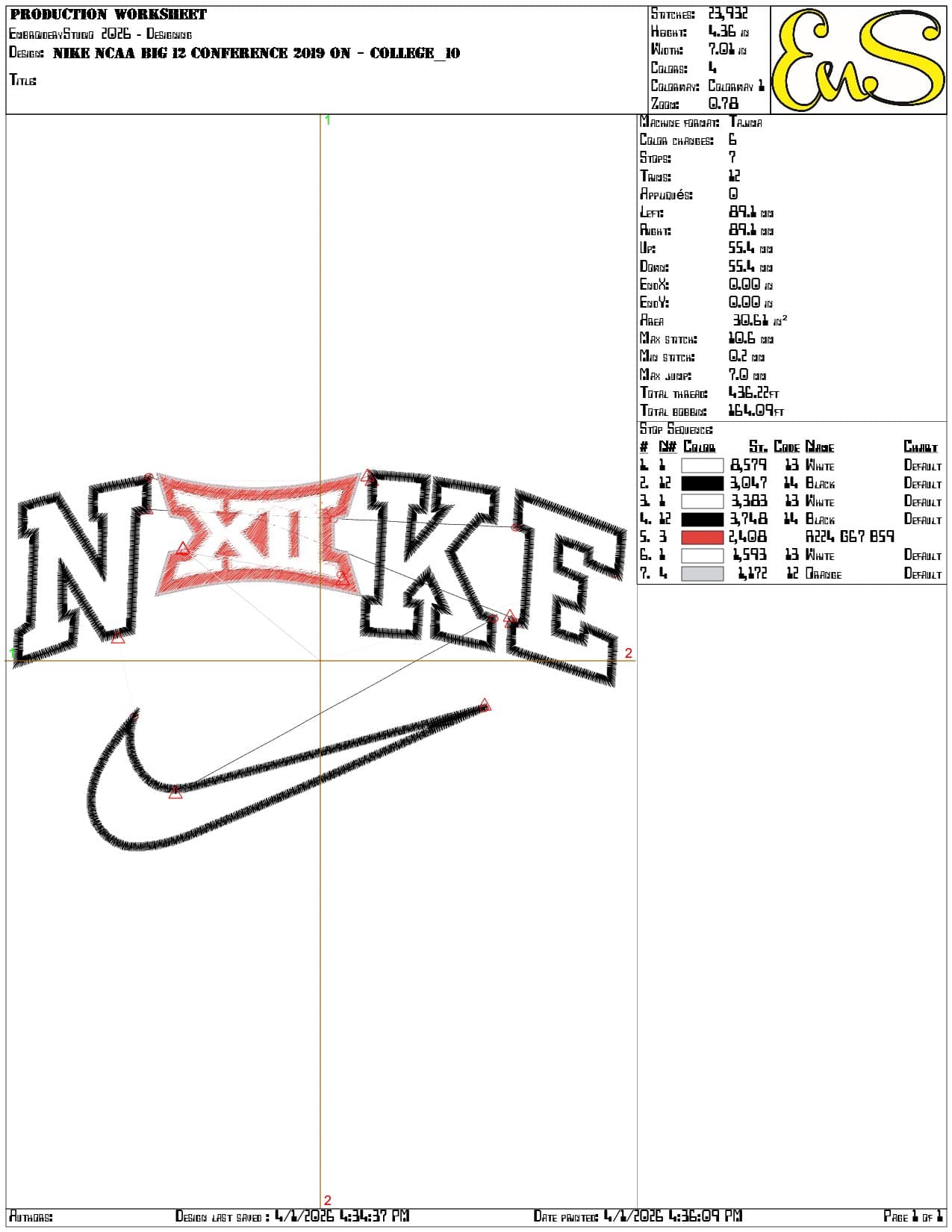 Nike NCAA Big 12 Conference 2019 - Elegant embroidery design file-instant download — view 3