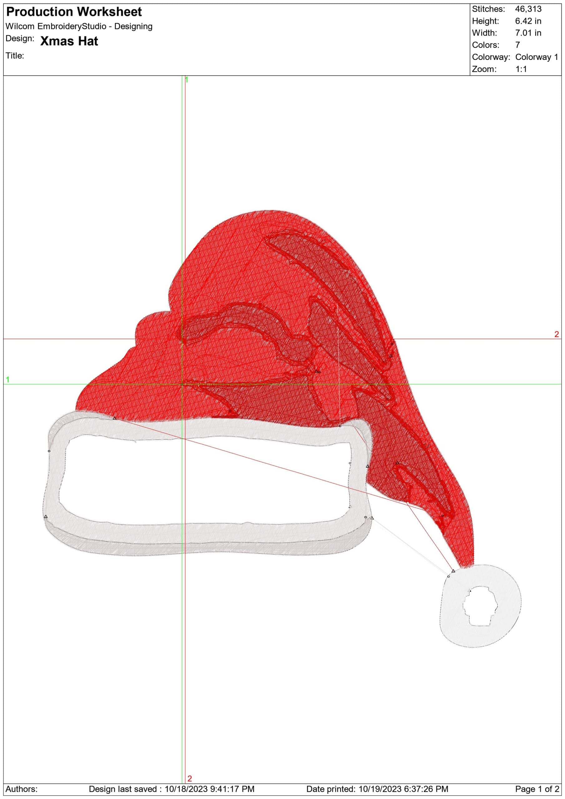 Christmas Hat- embroidery file - instant download in a frame — view 2