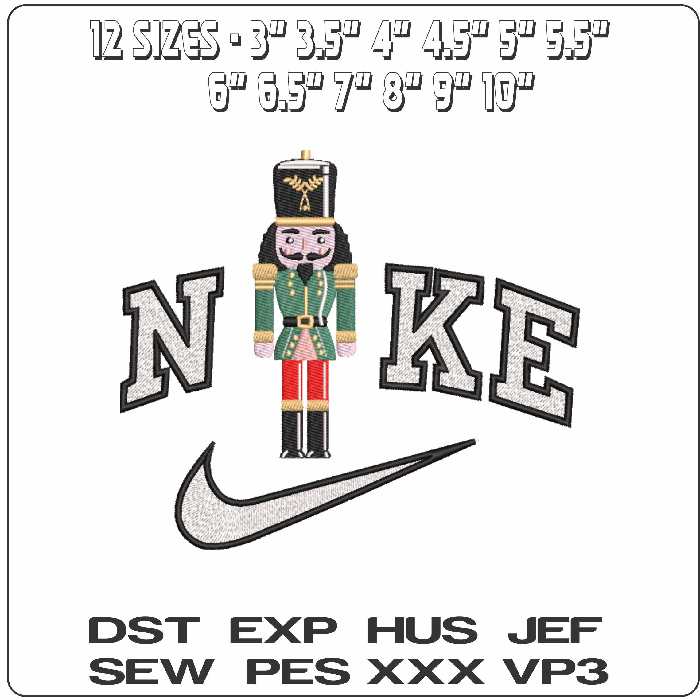 Nike Nutcracker Soldier in Green - Elegant embroidery design file-instant download — view 2