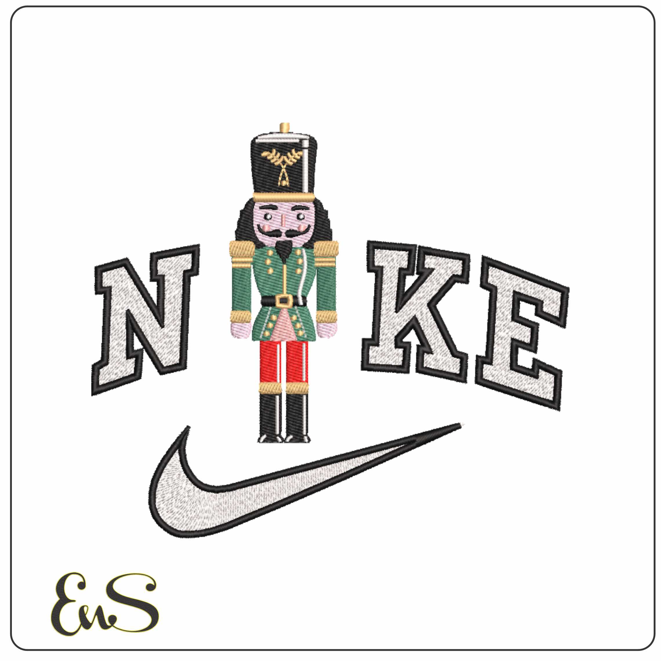 Nike Nutcracker Soldier in Green - Elegant embroidery design file-instant download