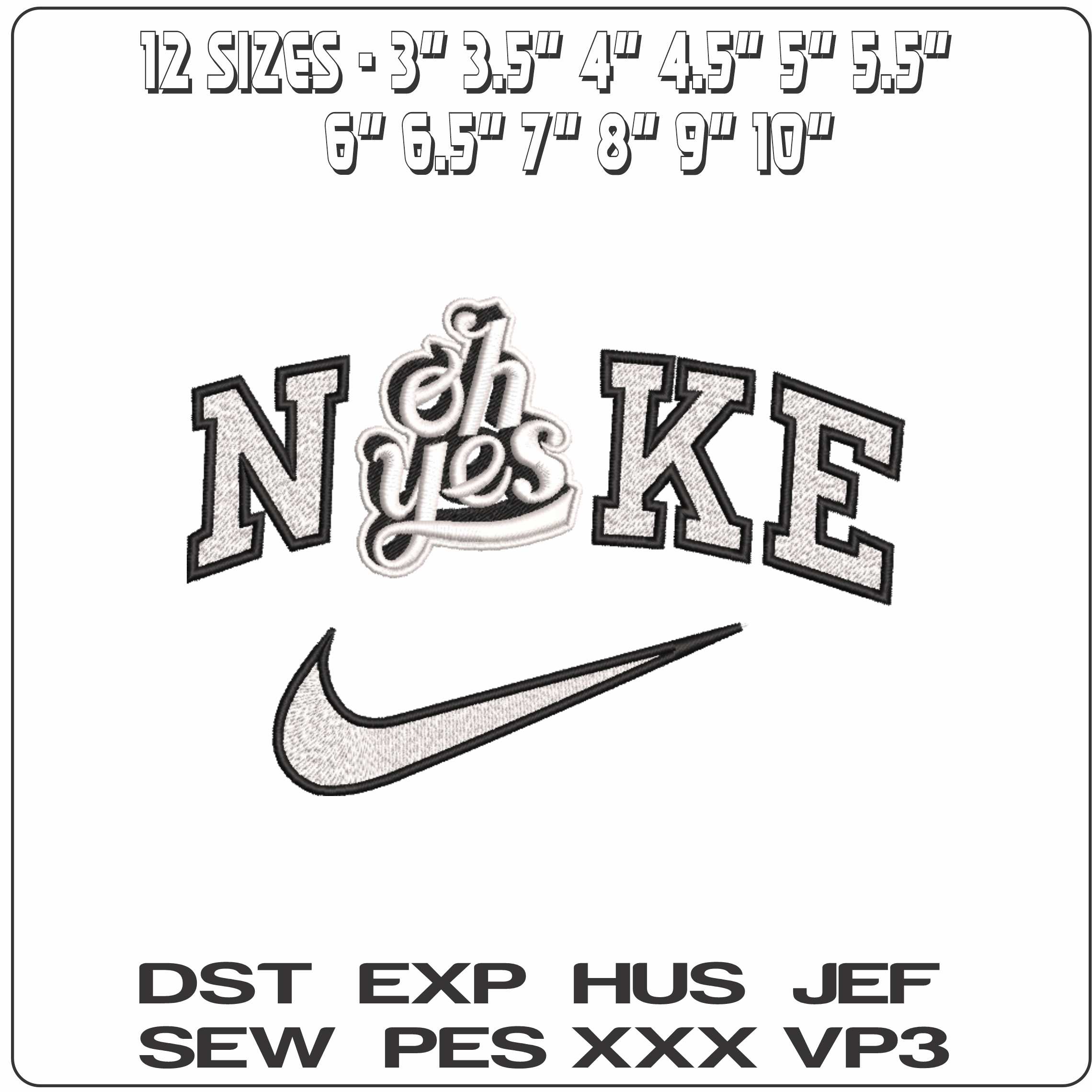 Nike Oh Yes - Elegant embroidery design file-instant download — view 2