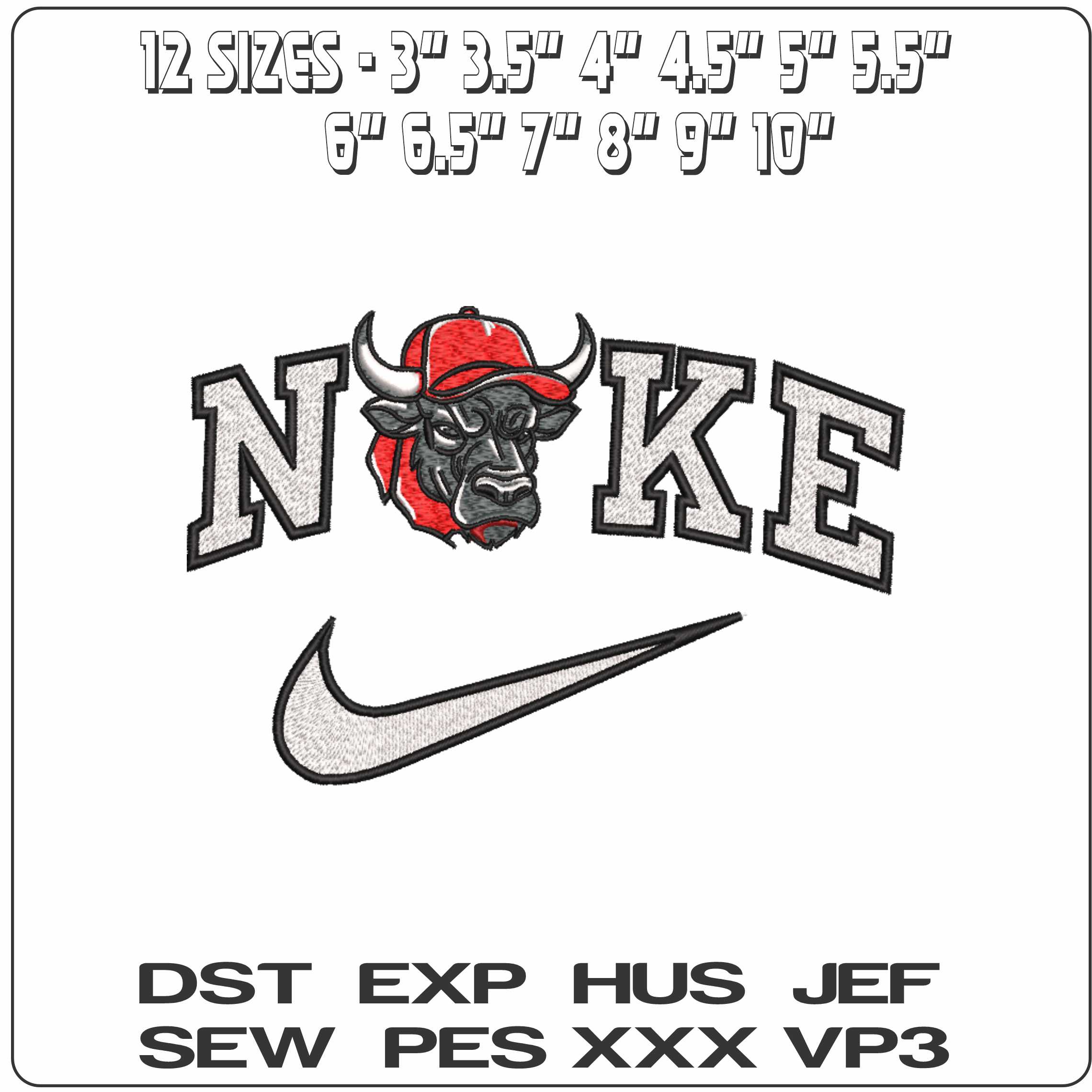 Nike Old Chicago Bulls Face - Elegant embroidery design file-instant download — view 2