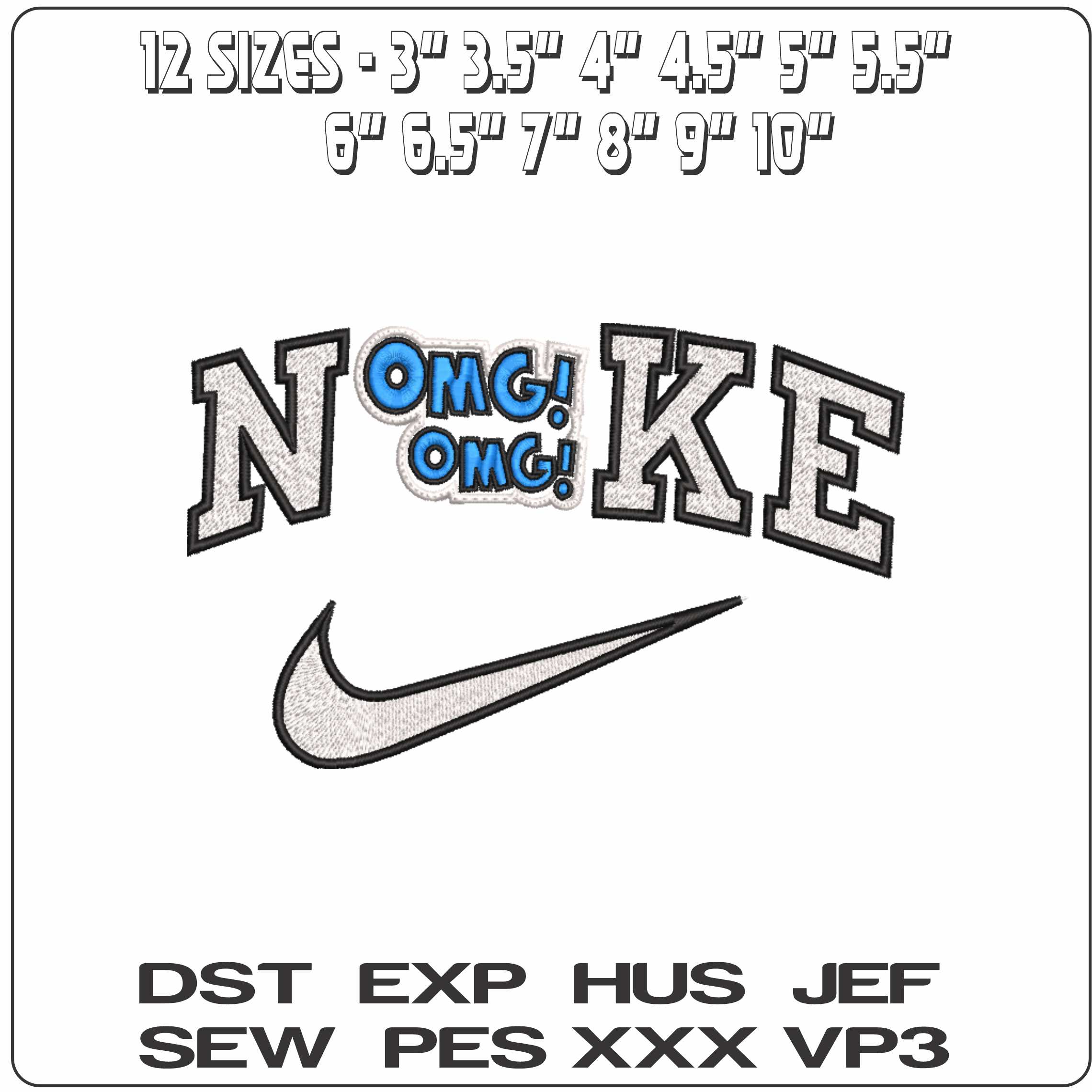 Nike OMG OMG - Elegant embroidery design file-instant download — view 2