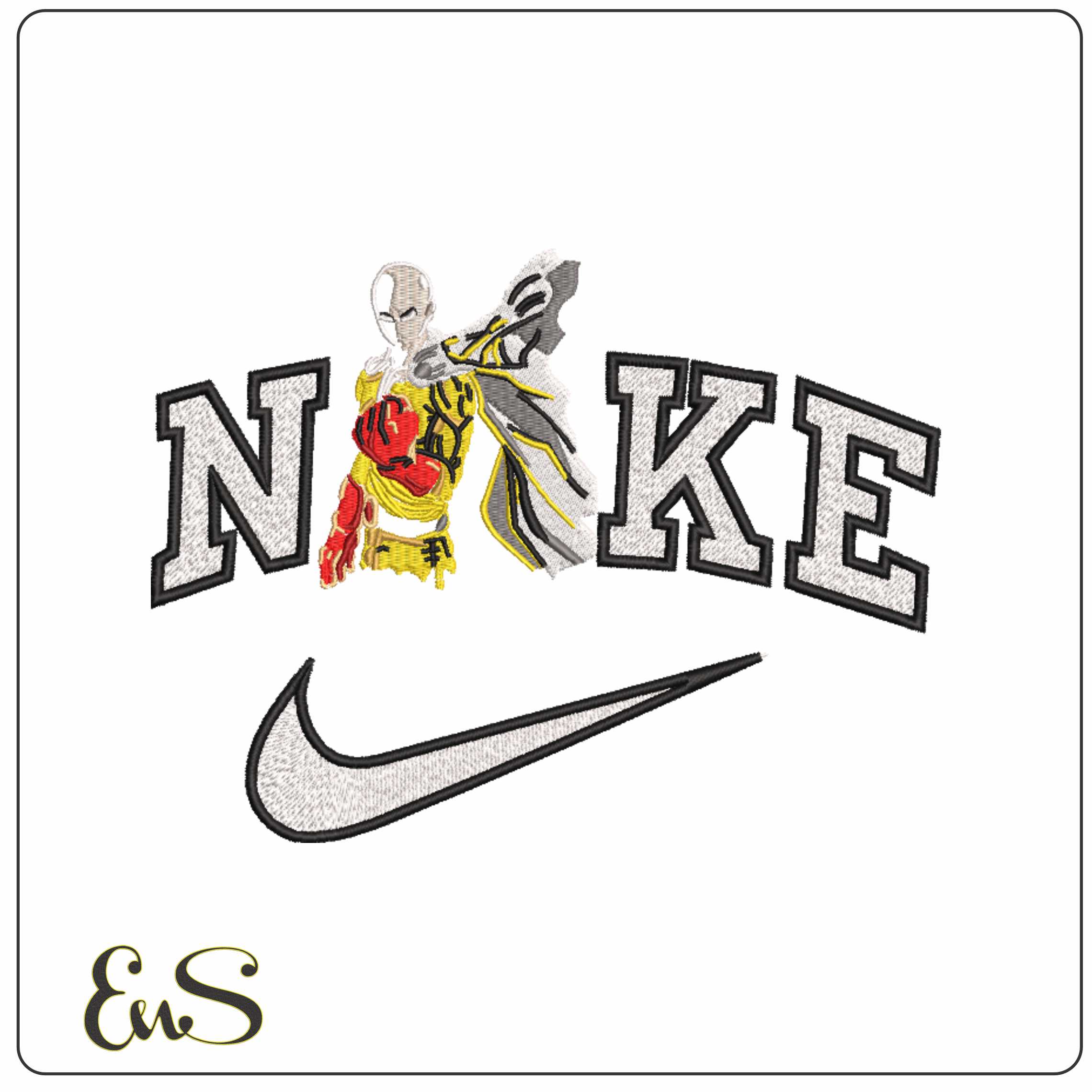 Nike One Punch Man Anime - Elegant embroidery design file-instant download