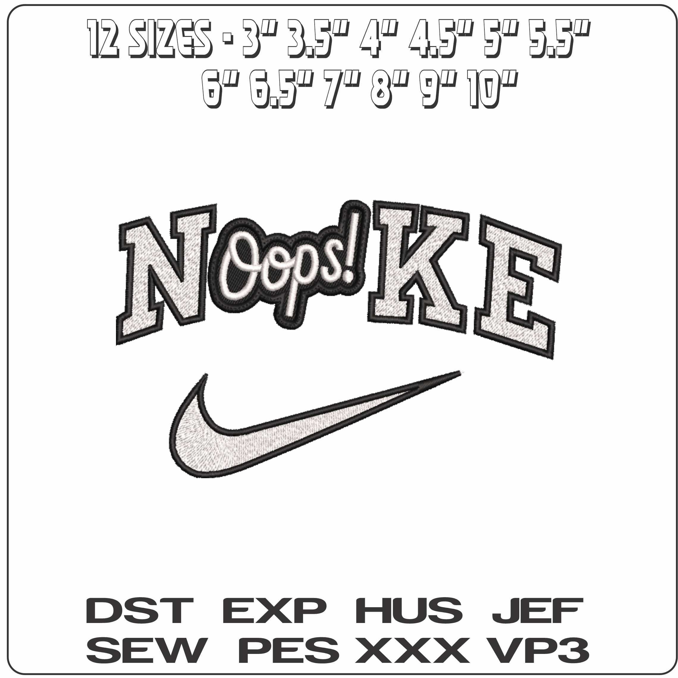 Nike Oops - Elegant embroidery design file-instant download — view 2