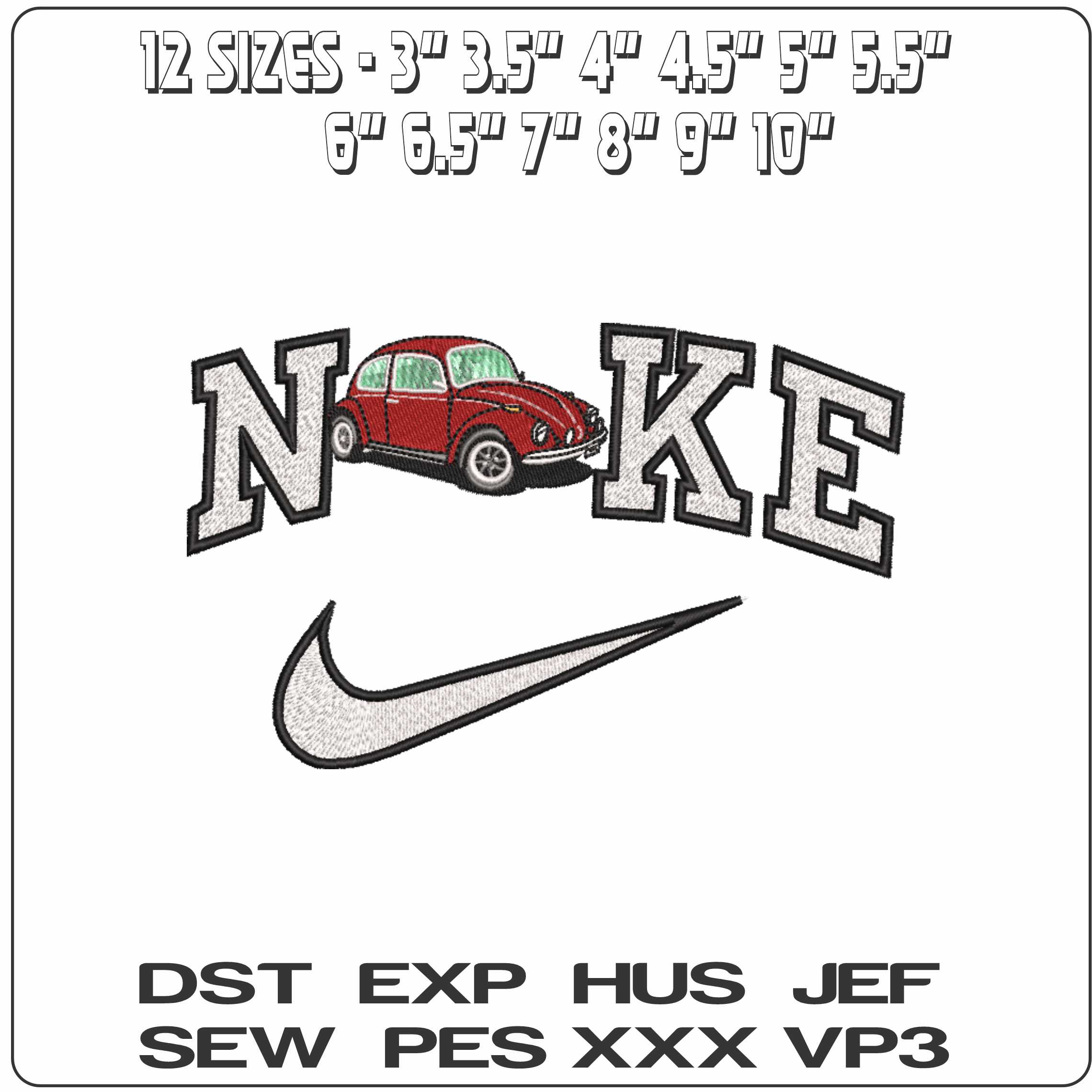 Nike Original Beetle Car - Elegant embroidery design file-instant download — view 2