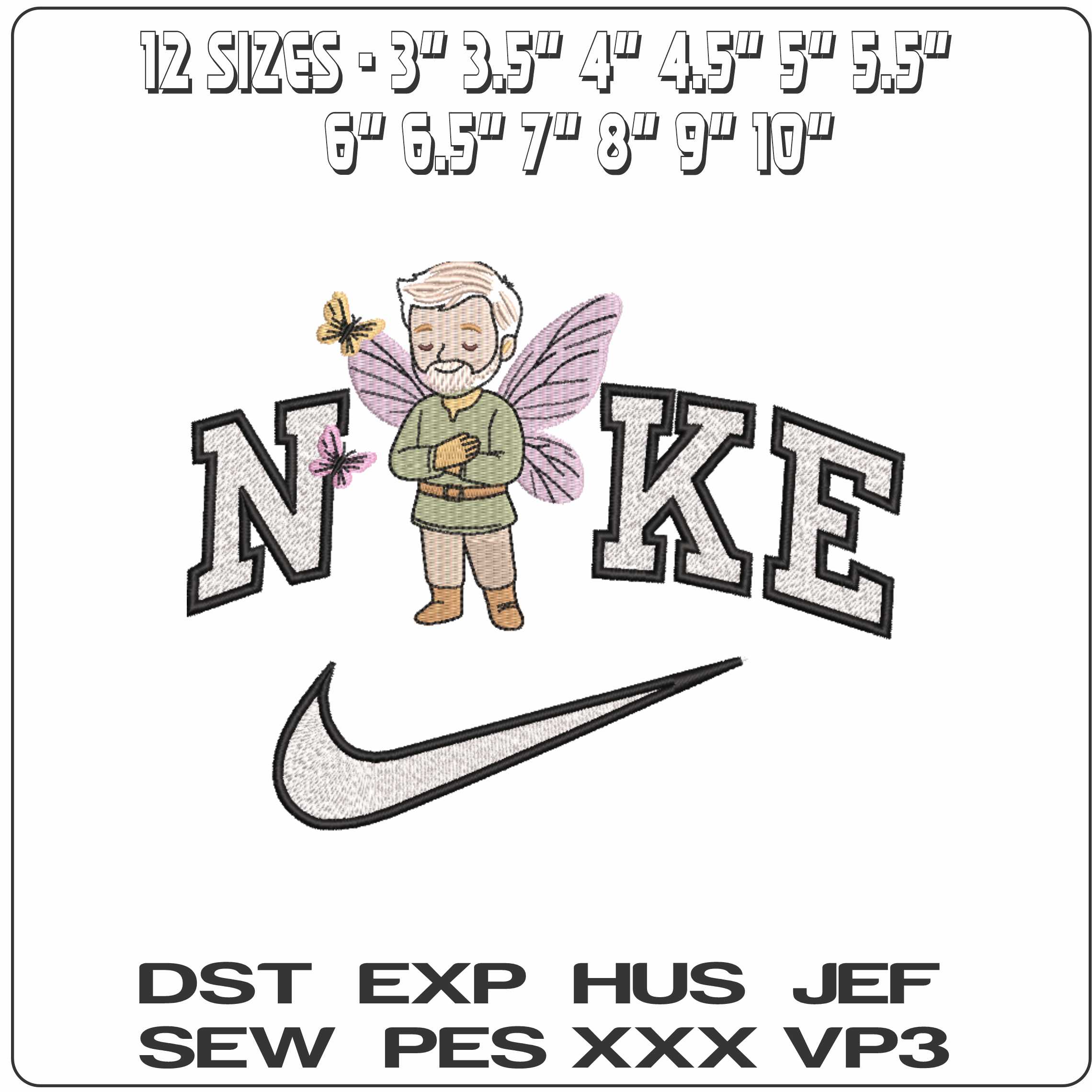 Nike Papa Fairy - Elegant embroidery design file-instant download — view 2