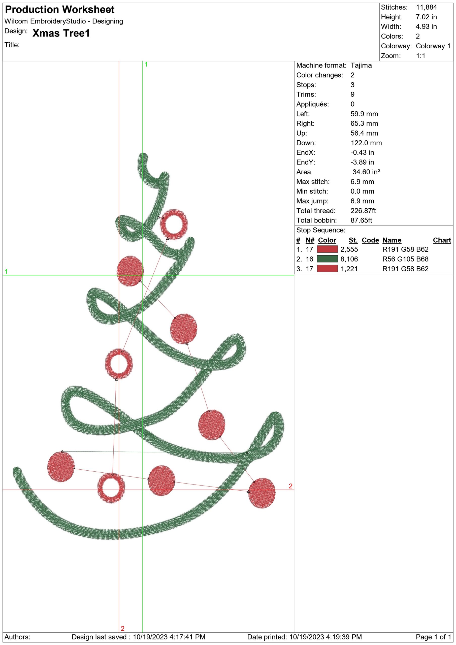Christmas Tree 1- embroidery file - instant download in a frame — view 2