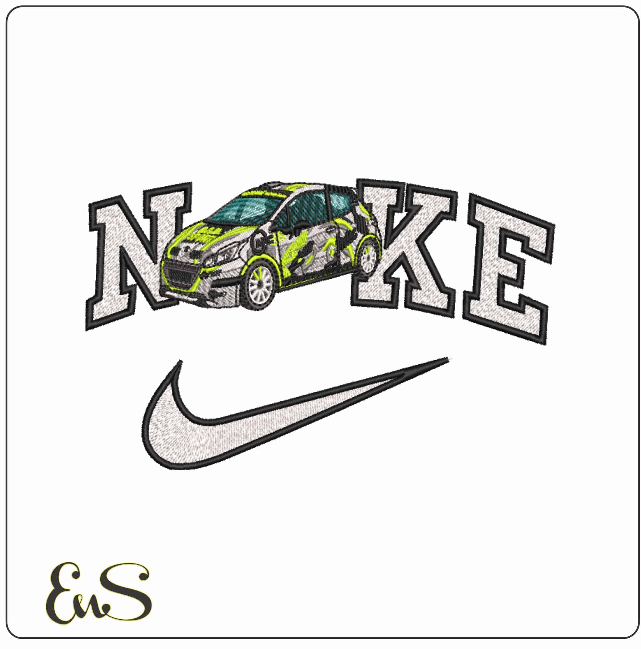 Nike Peugeot 208 r2 2012 Rally - Elegant embroidery design file-instant download