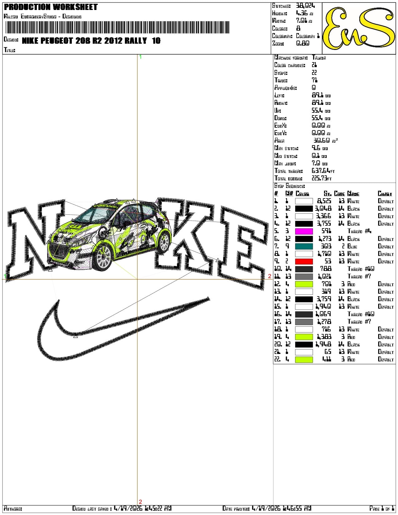Nike Peugeot 208 r2 2012 Rally - Elegant embroidery design file-instant download — view 3
