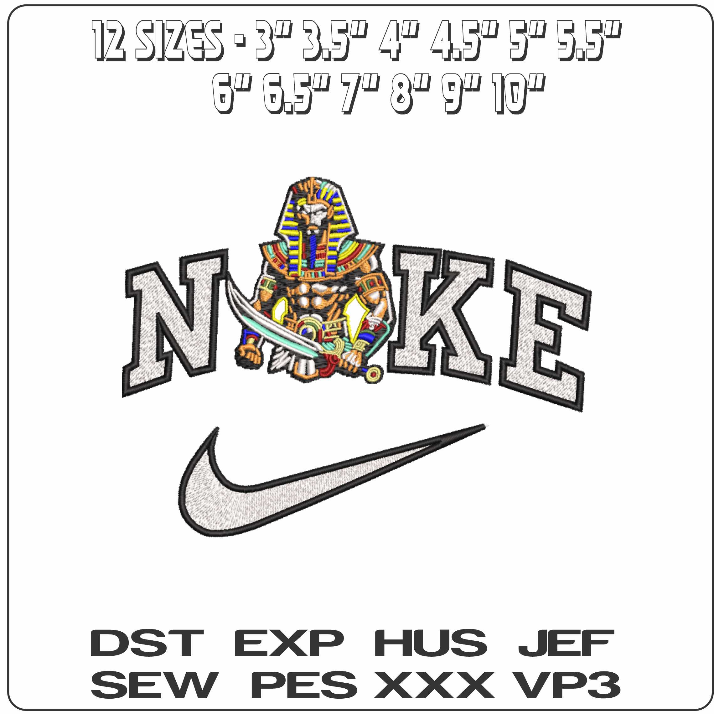 Nike Pharoh With Sword - Elegant embroidery design file-instant download — view 2