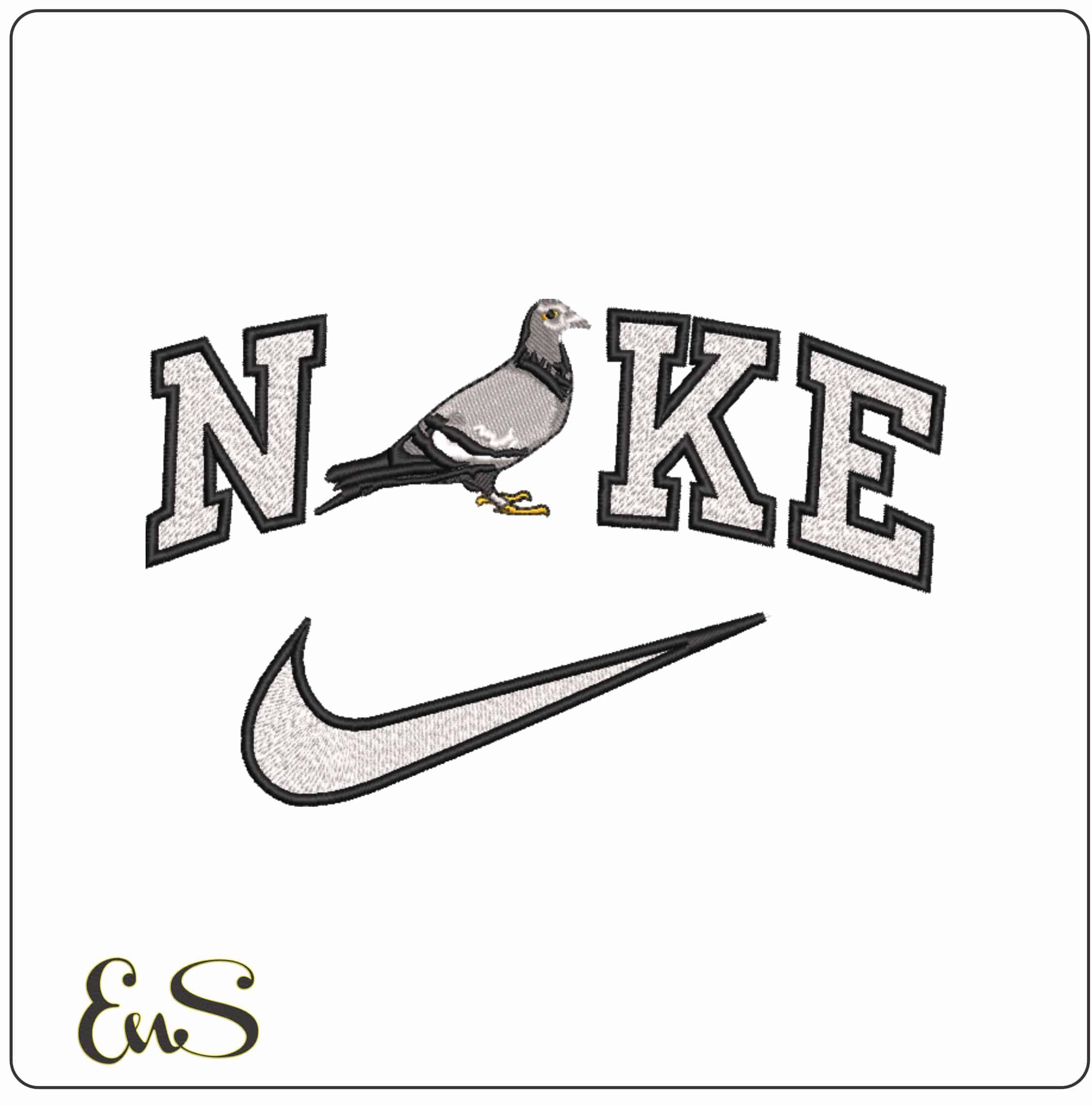 Nike Pigeon - Elegant embroidery design file-instant download