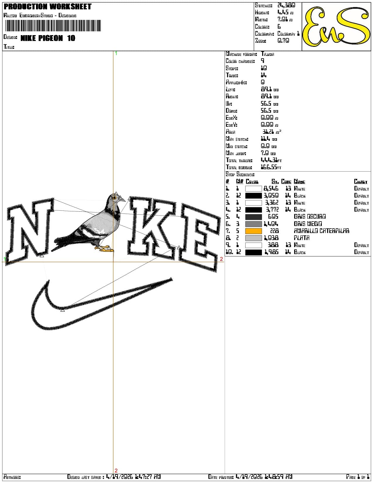 Nike Pigeon - Elegant embroidery design file-instant download — view 3