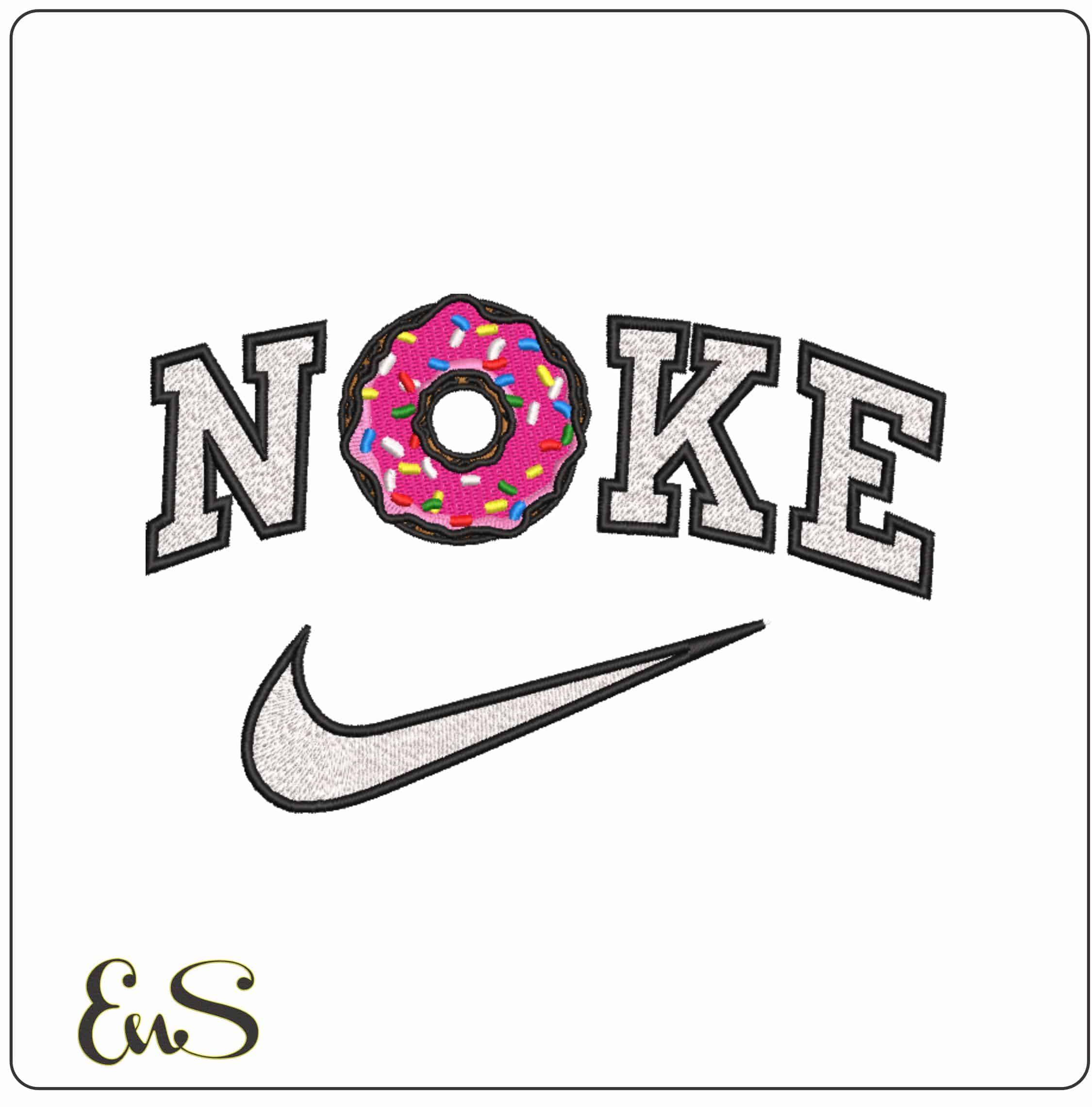 Nike Pink Donut with Sprinkles - Elegant embroidery design file-instant download