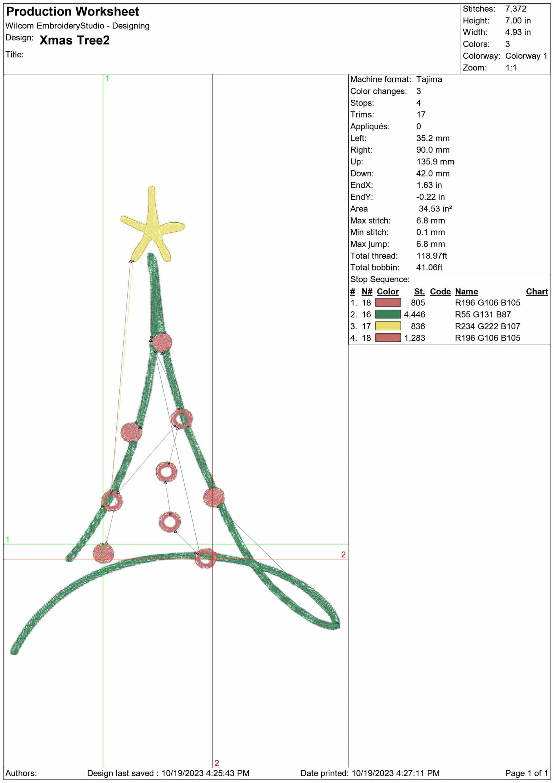 Christmas Tree 2- embroidery file - instant download in a frame — view 3