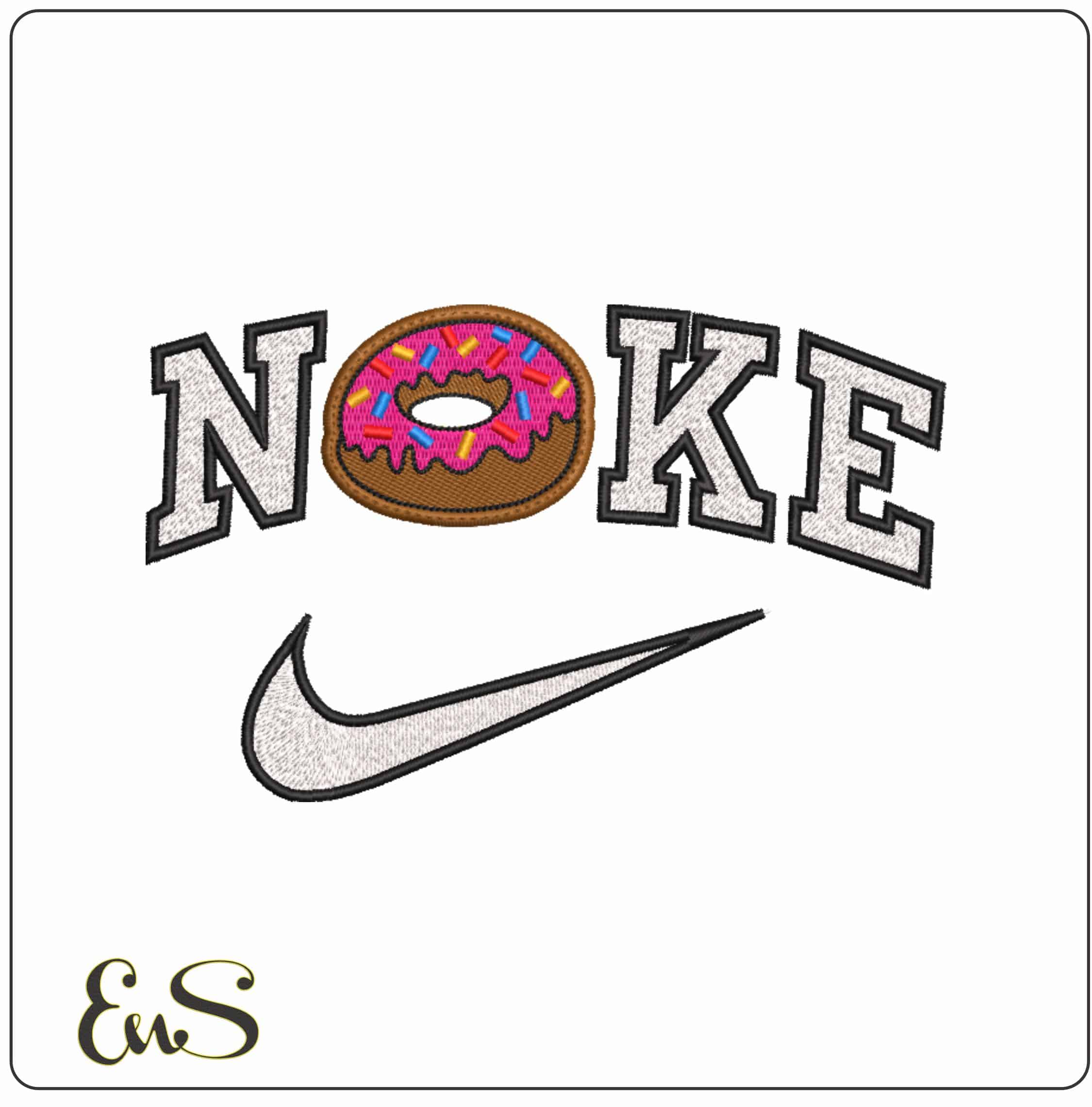 Nike Pink Donut with Sprinkles Side - Elegant embroidery design file-instant download