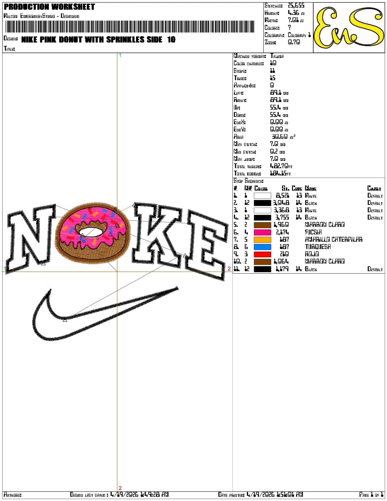Nike Pink Donut with Sprinkles Side - Elegant embroidery design file-instant download — view 3
