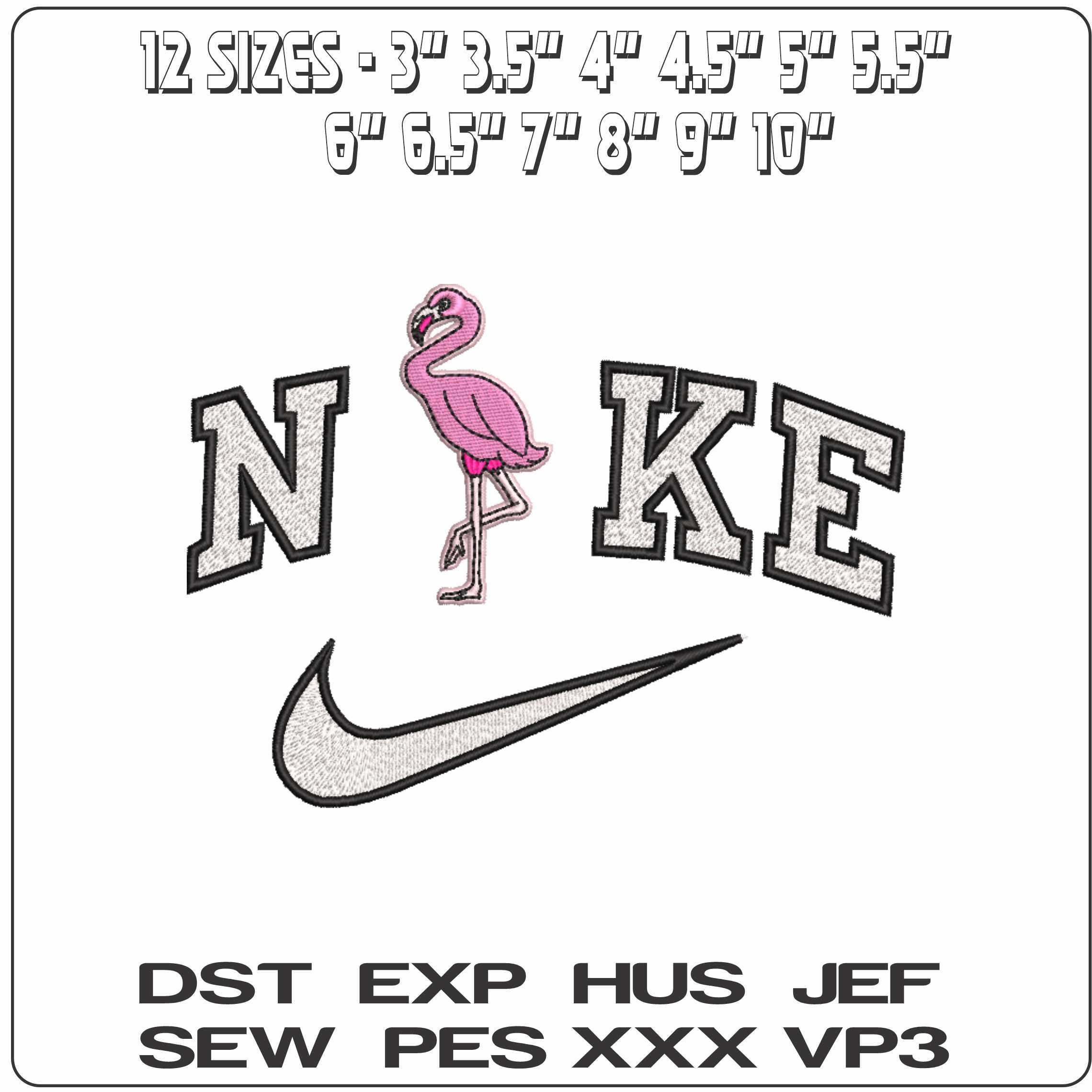 Nike Pink Flamingo - Elegant embroidery design file-instant download — view 2