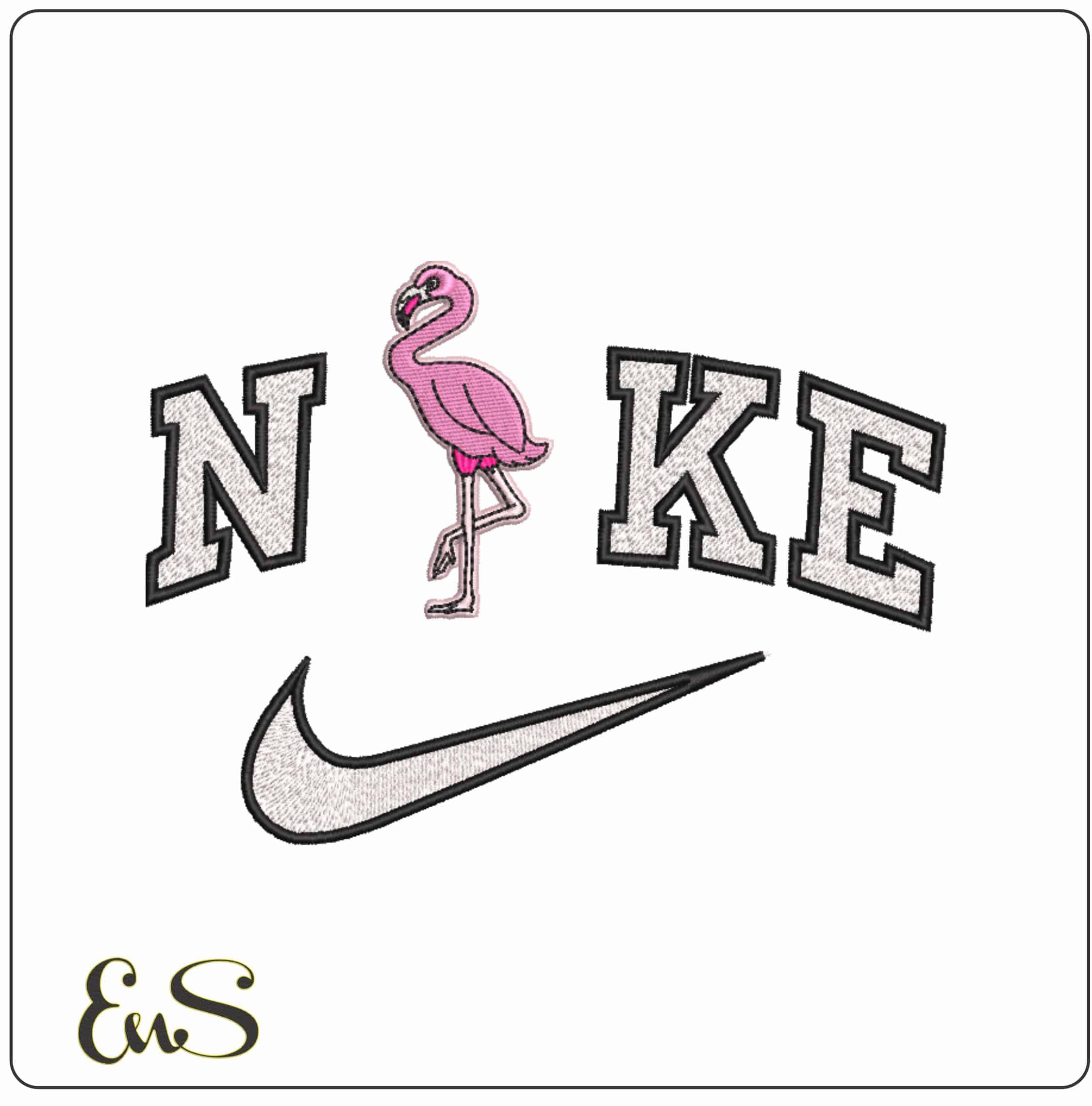 Nike Pink Flamingo - Elegant embroidery design file-instant download