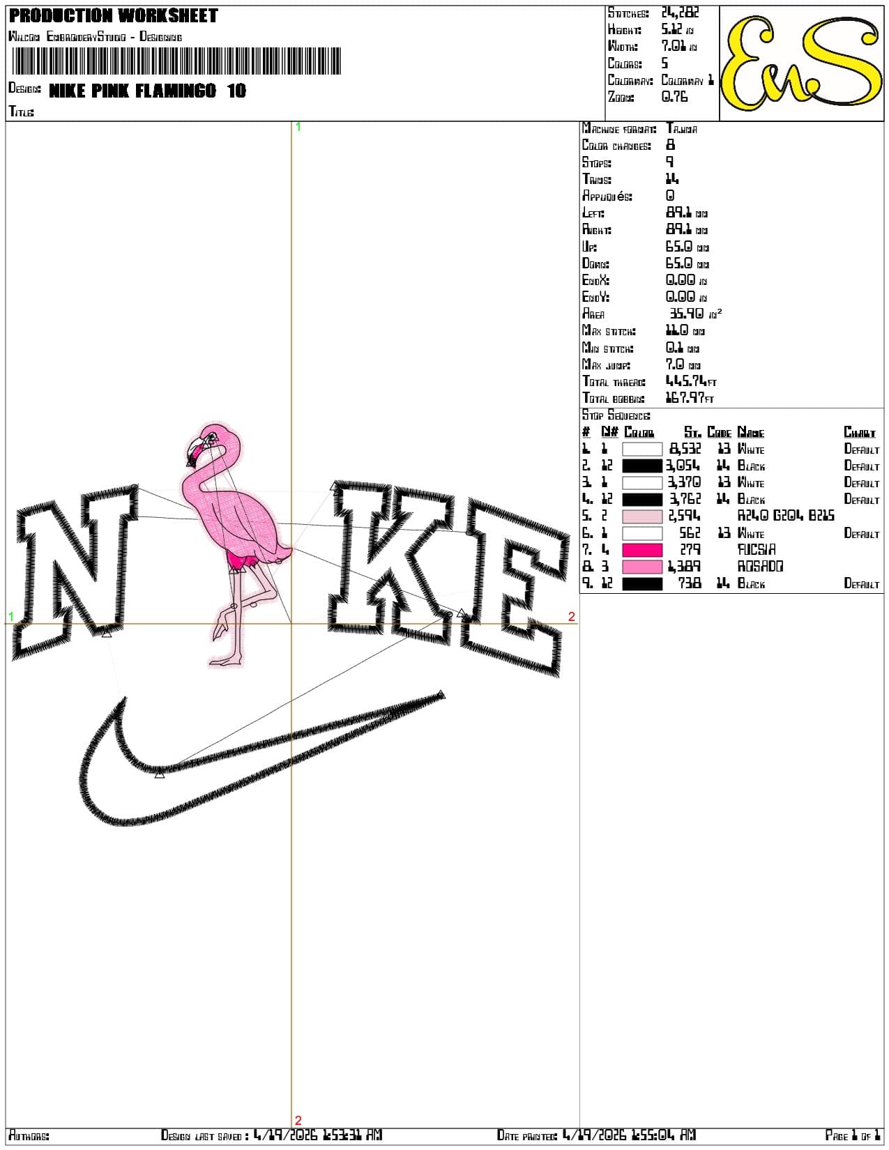 Nike Pink Flamingo - Elegant embroidery design file-instant download — view 3