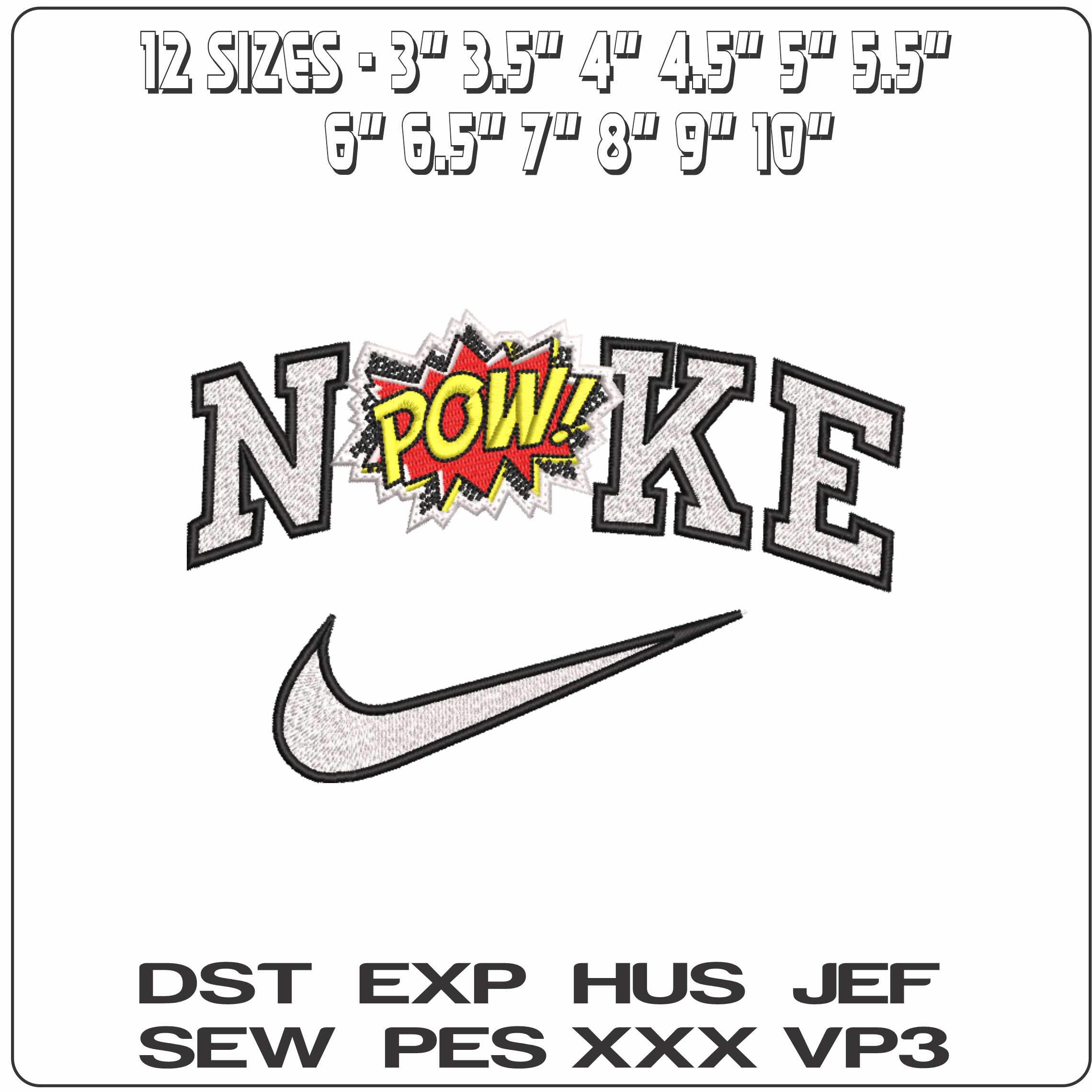 Nike Pow - Elegant embroidery design file-instant download — view 2