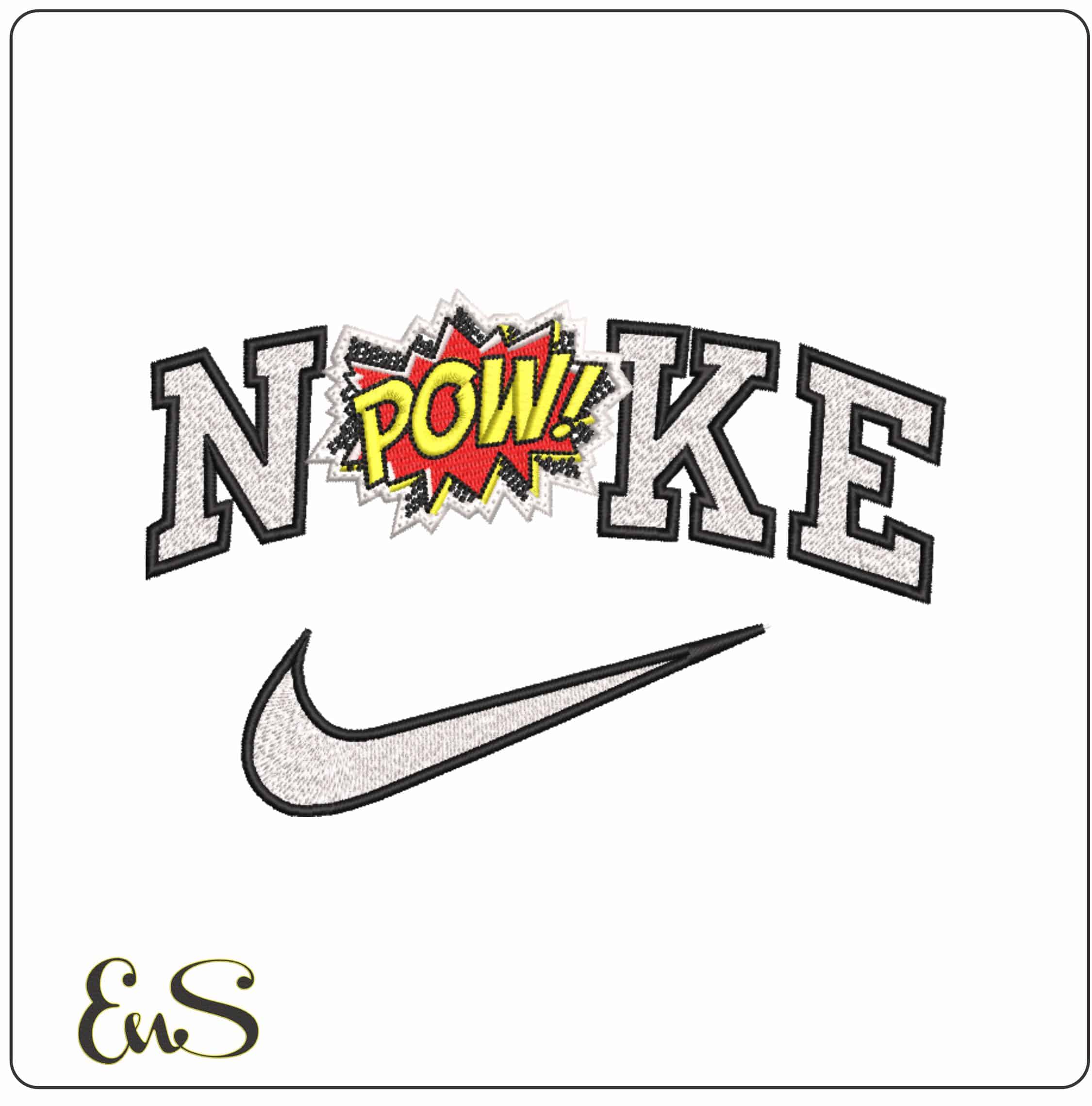 Nike Pow - Elegant embroidery design file-instant download
