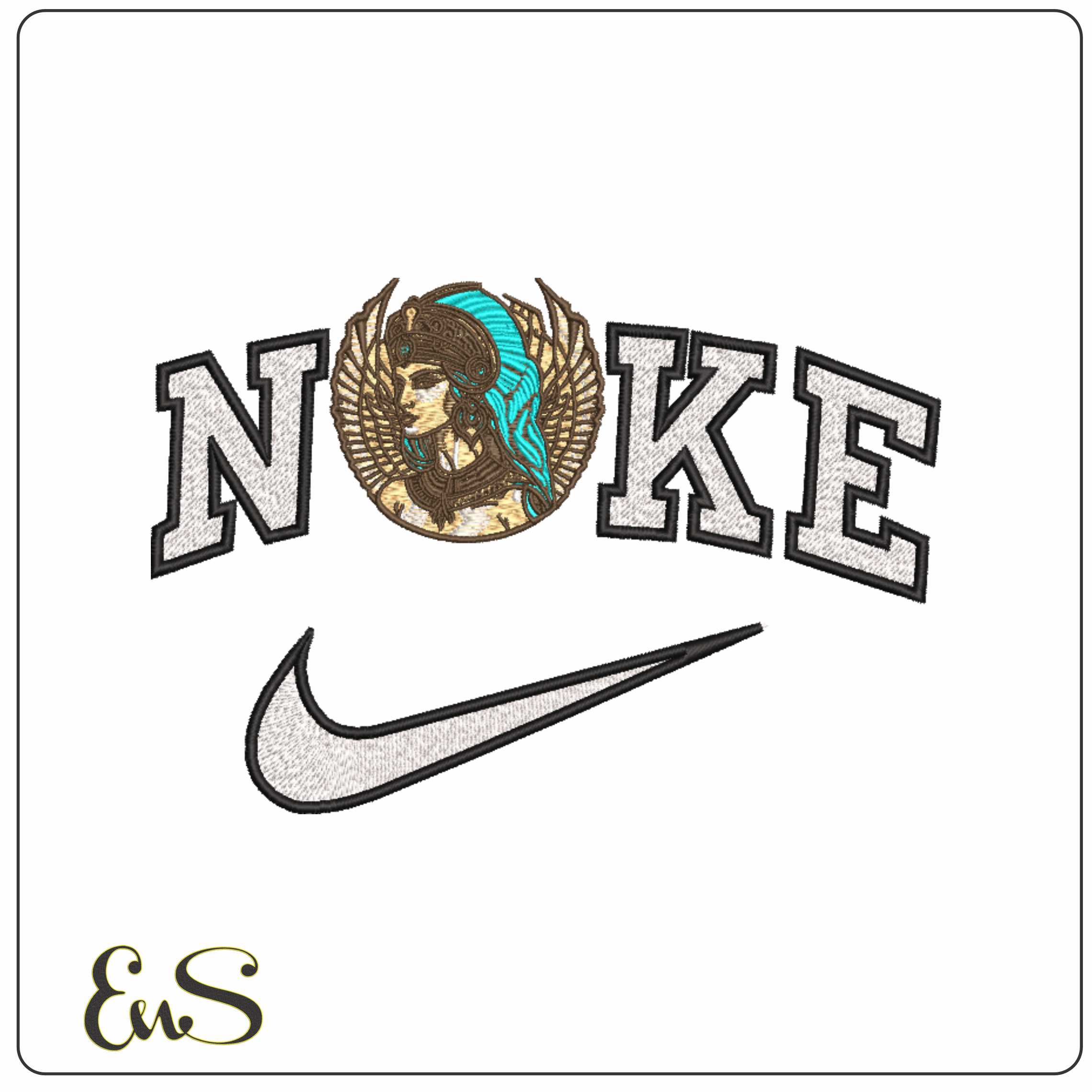 Nike Queen Cleoptra Face with Crown - Elegant embroidery design file-instant download