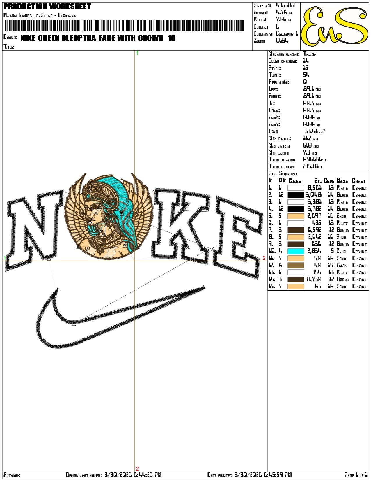 Nike Queen Cleoptra Face with Crown - Elegant embroidery design file-instant download — view 3