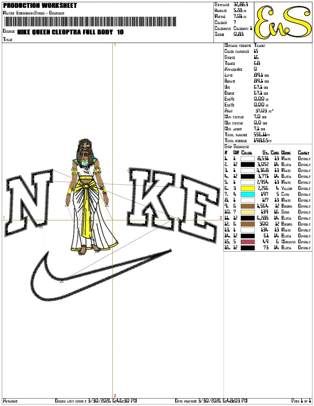 Nike Queen Cleoptra Full Body - Elegant embroidery design file-instant download — view 3