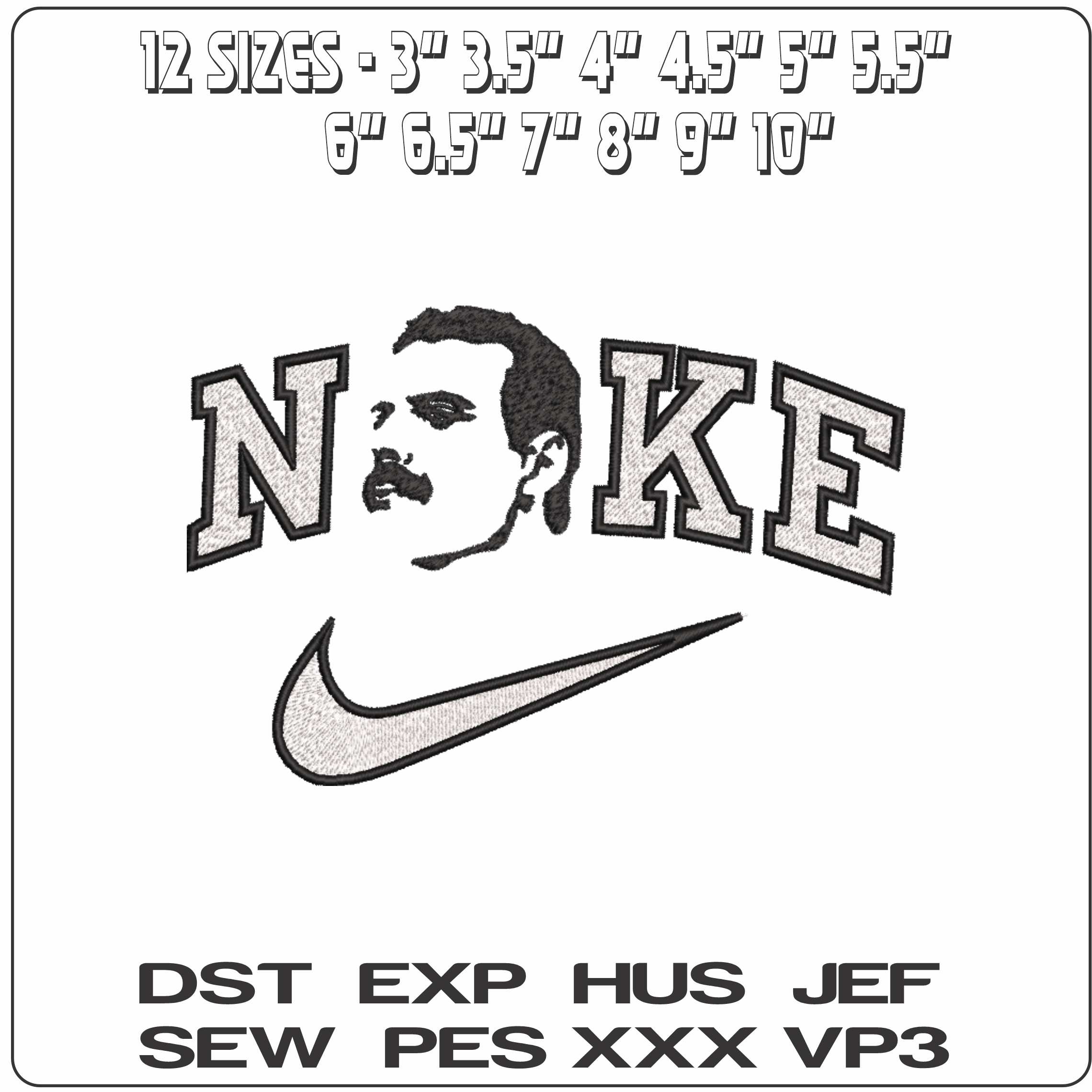 Nike Queen Freddie Face - Elegant embroidery design file-instant download — view 2