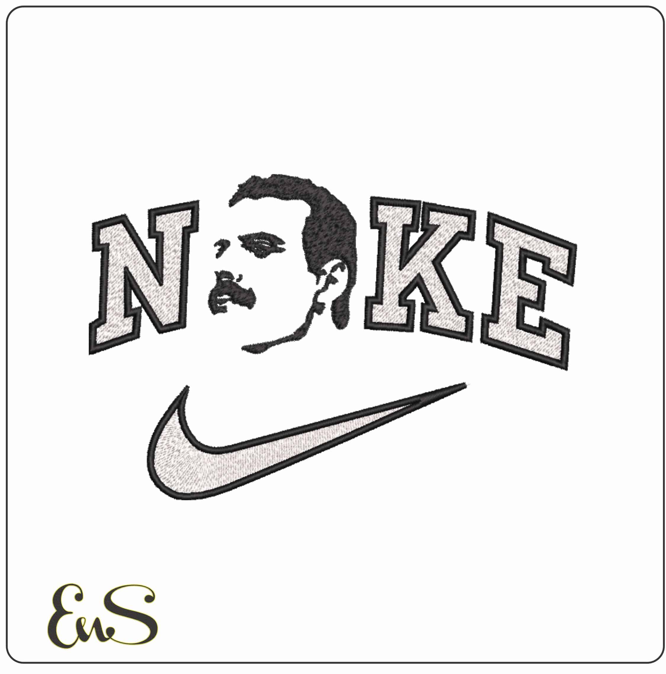 Nike Queen Freddie Face - Elegant embroidery design file-instant download