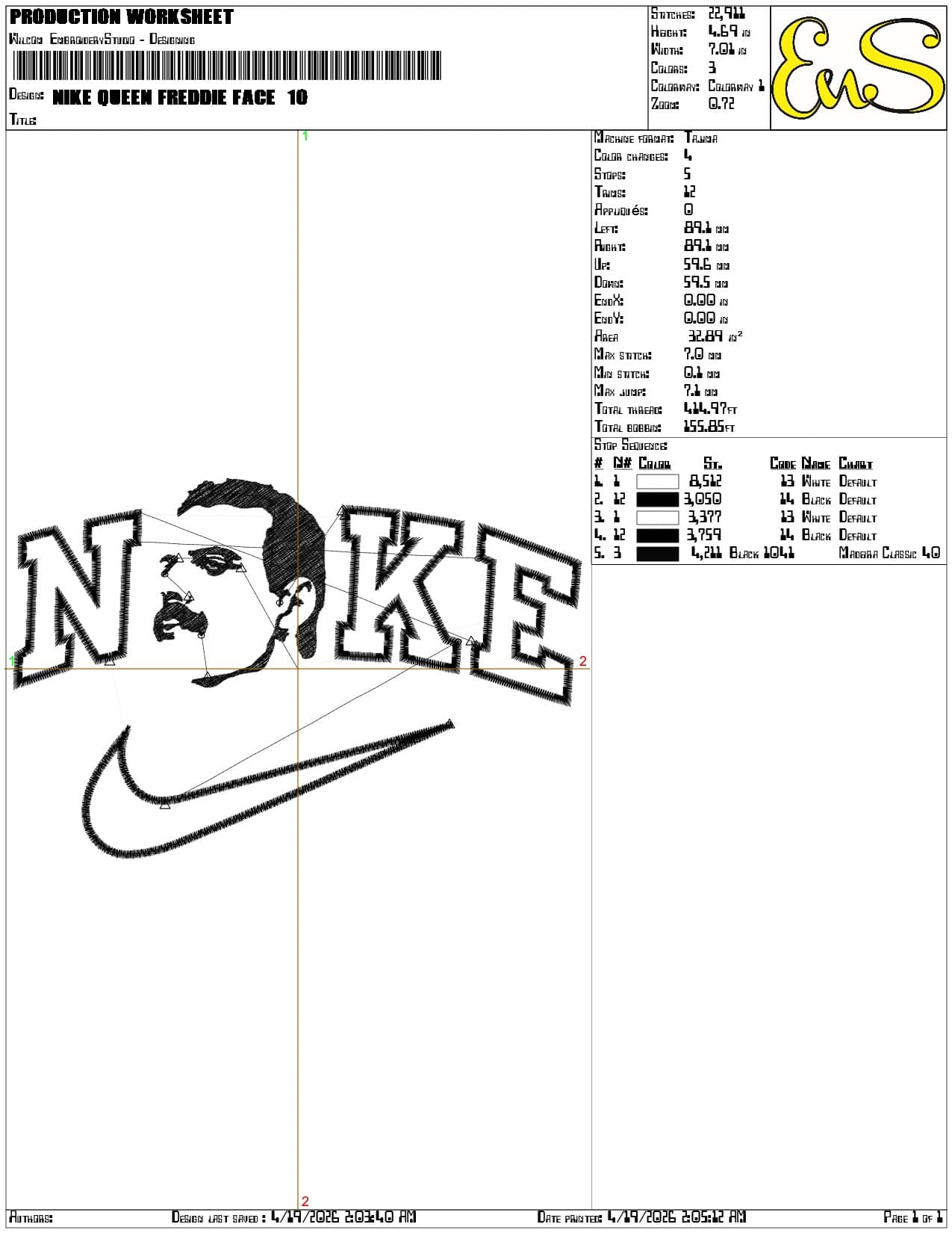 Nike Queen Freddie Face - Elegant embroidery design file-instant download — view 3