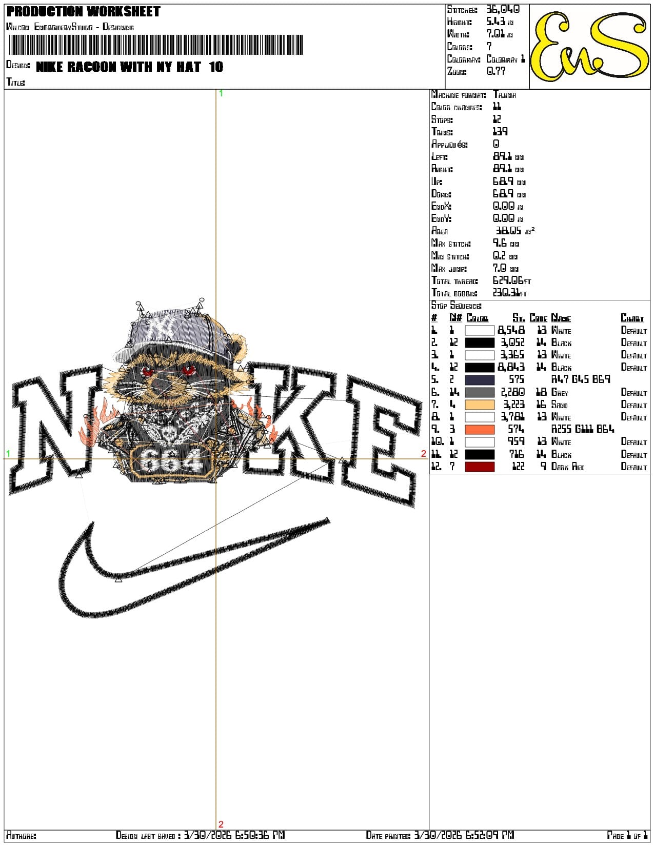 Nike Racoon with NY Hat - Elegant embroidery design file-instant download — view 3