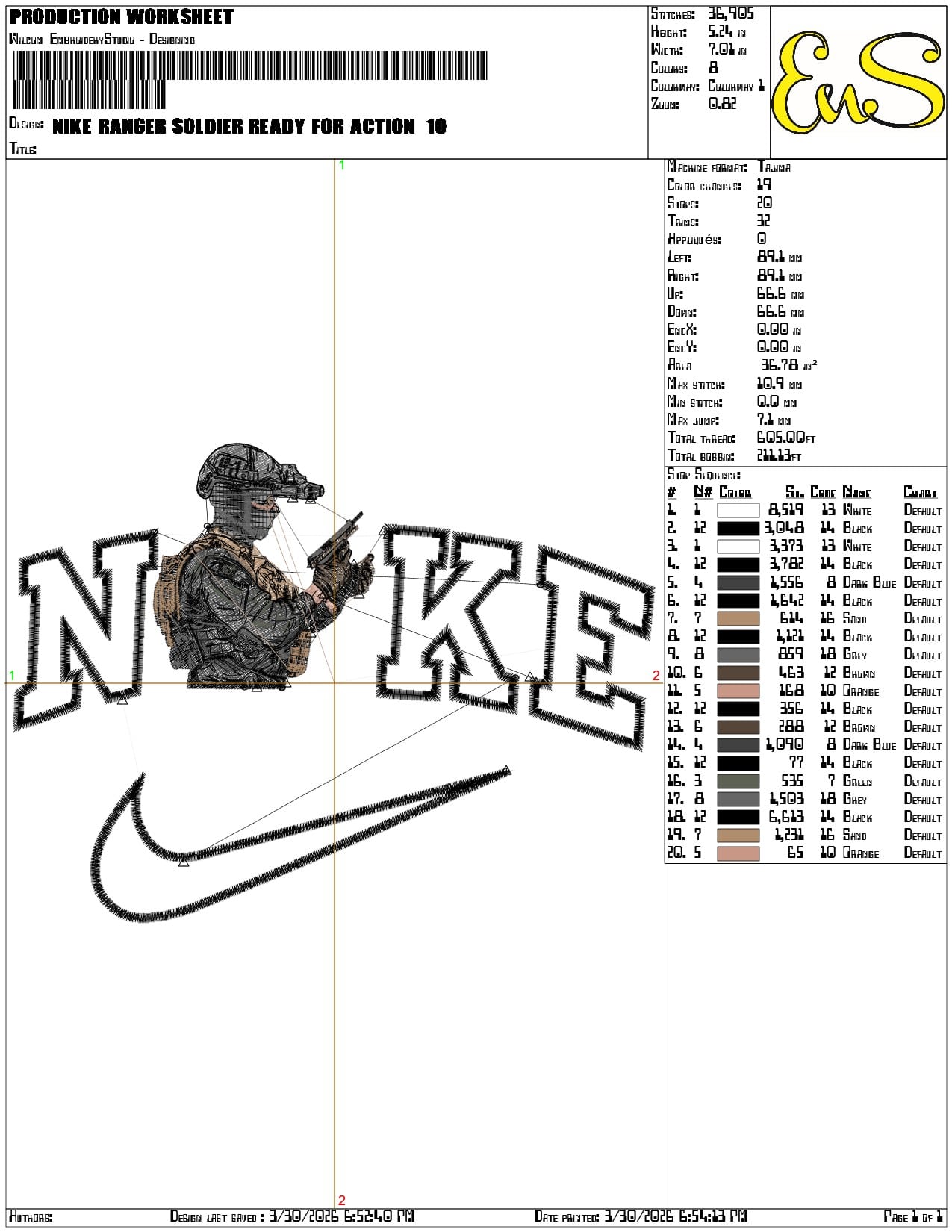 Nike Ranger Soldier ready for Action - Elegant embroidery design file-instant download — view 3