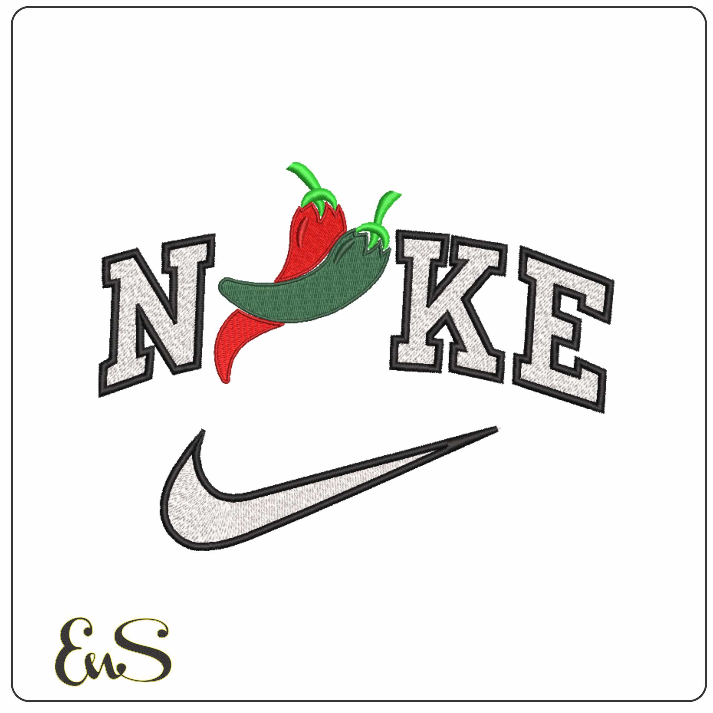 Nike Red and Green Chillies - Elegant embroidery design file-instant download