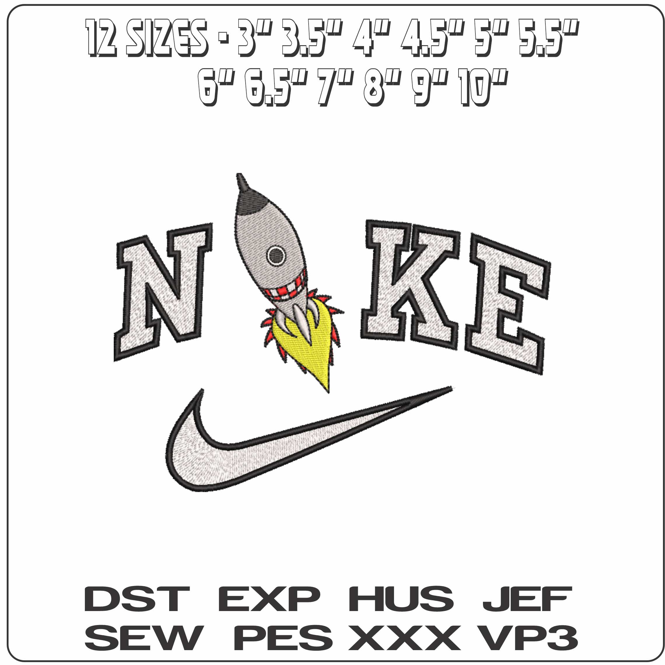 Nike Rocket blast off - Elegant embroidery design file-instant download — view 2
