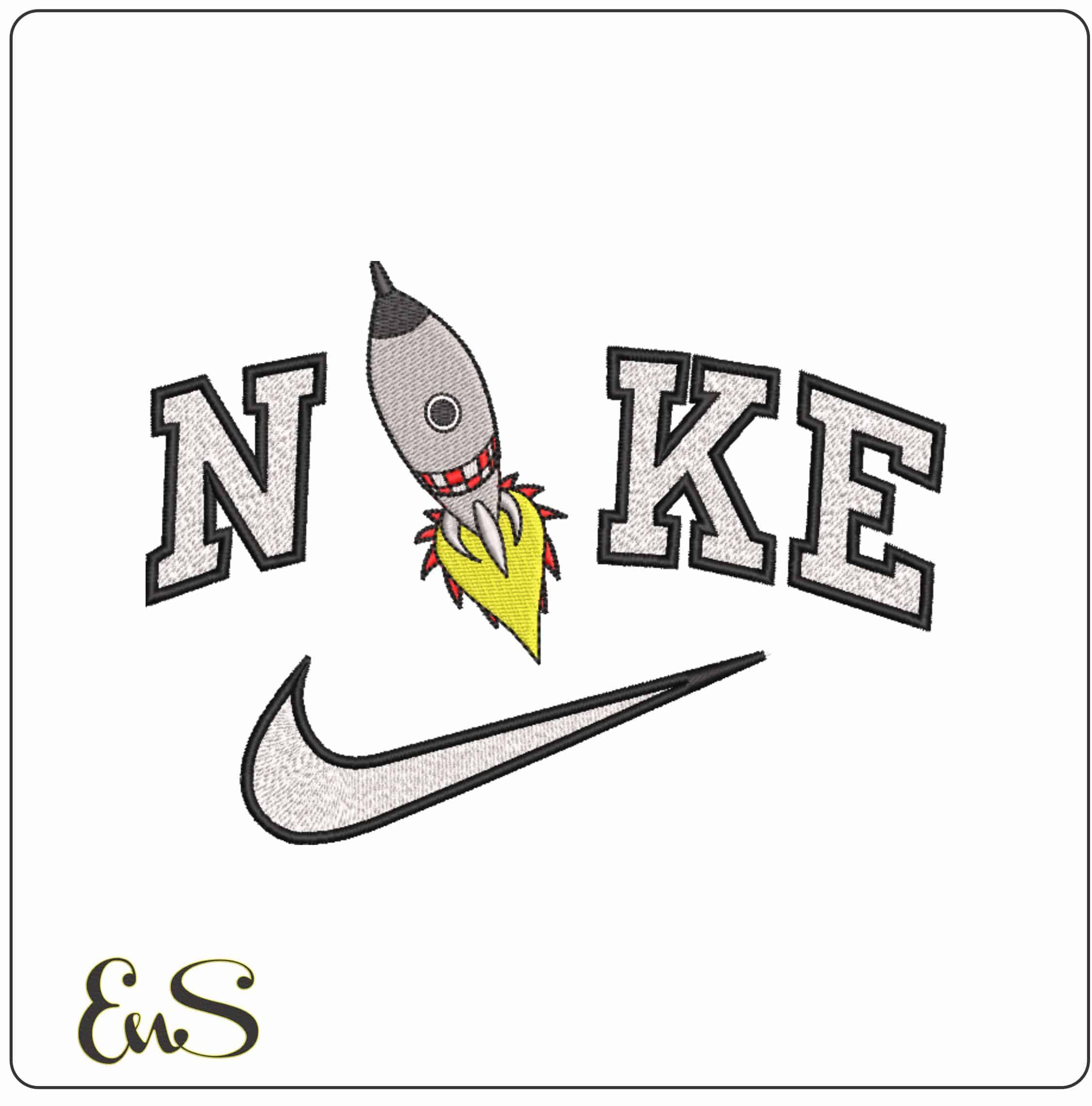 Nike Rocket blast off - Elegant embroidery design file-instant download