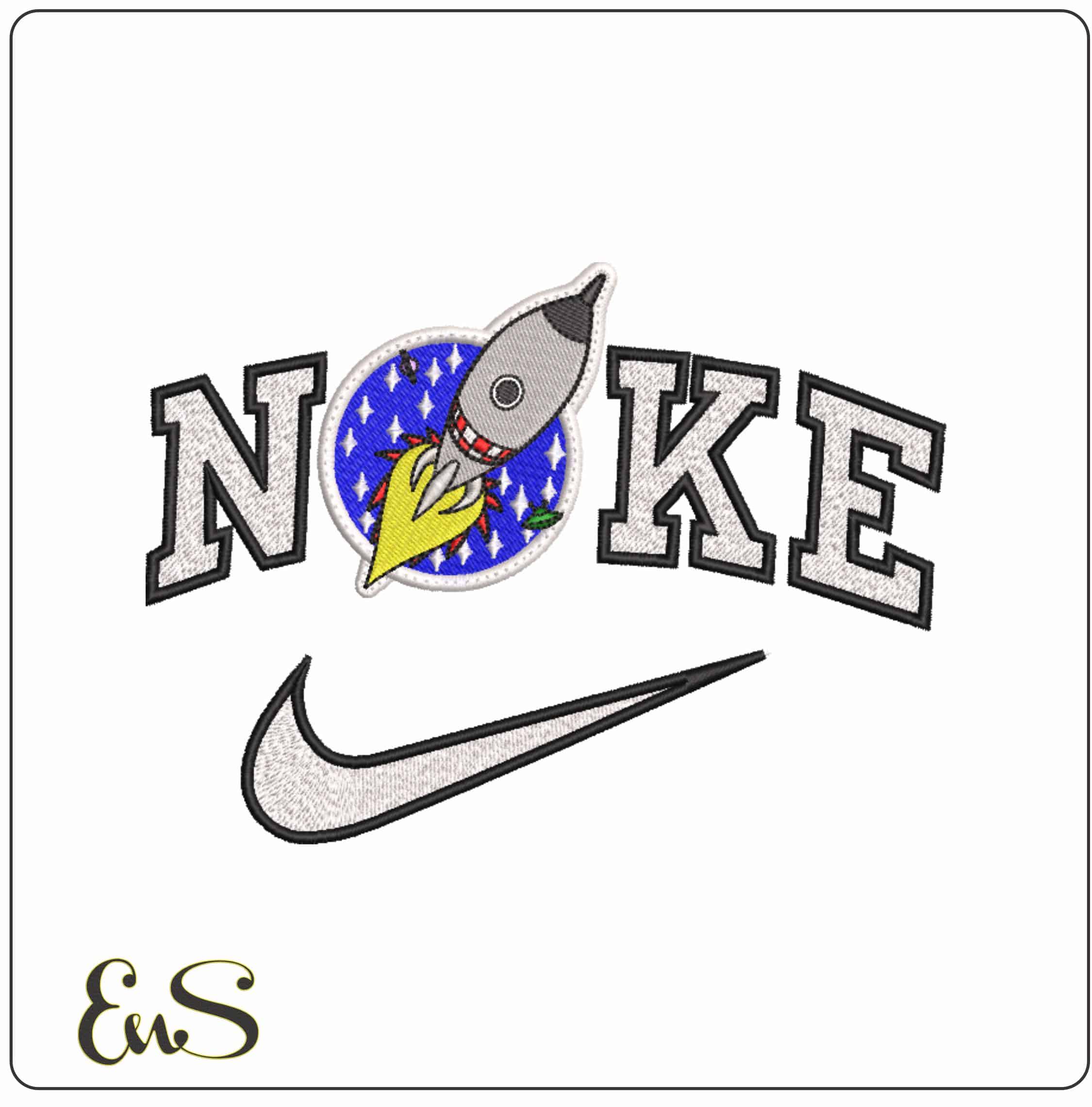 Nike Rocket in Space Patch - Elegant embroidery design file-instant download