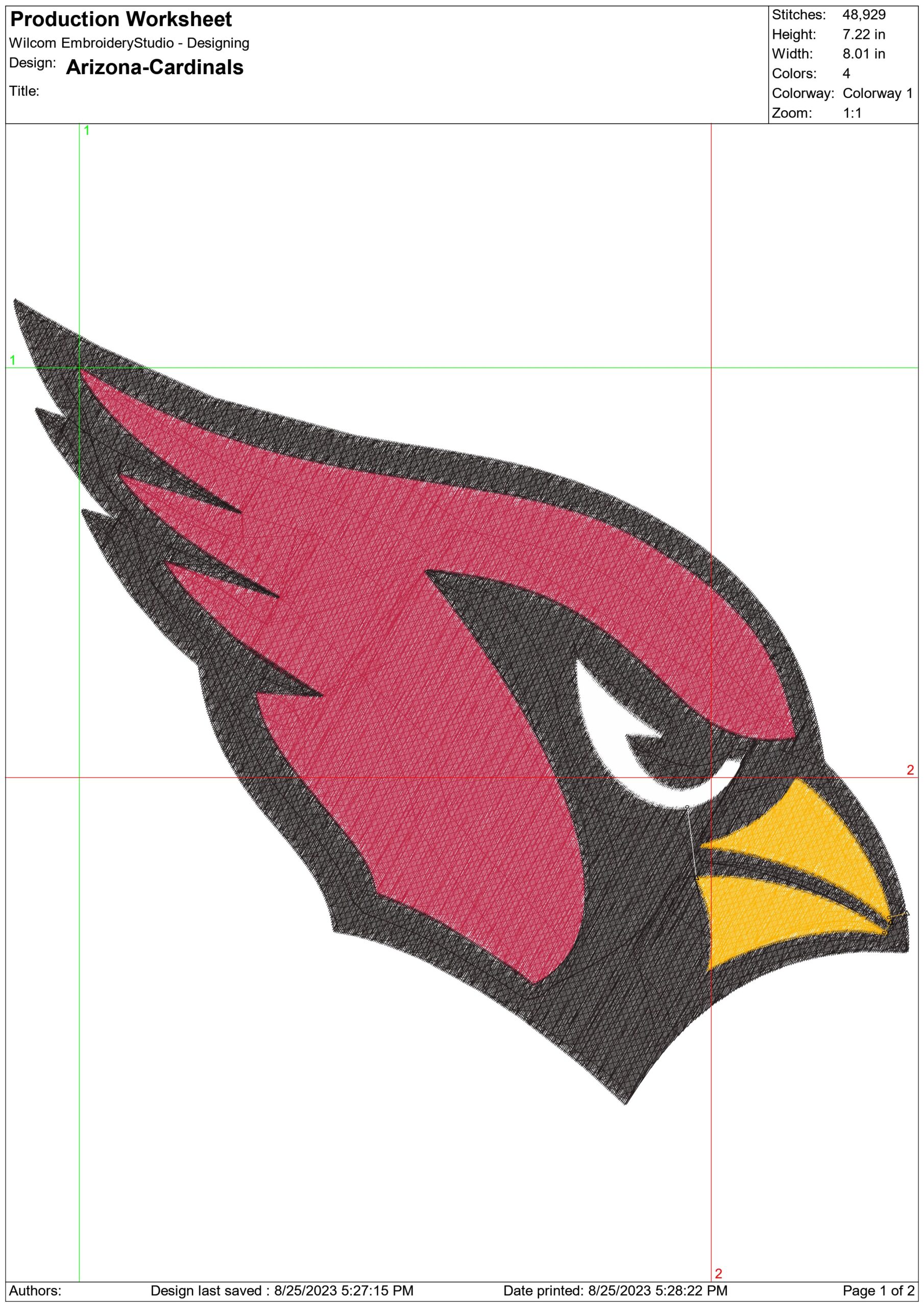 Arizona Cardinals NFL embroidery design - NFL West Conference State Farm Stadium men's football embroidery machine pattern embroidery file - instant download — view 2