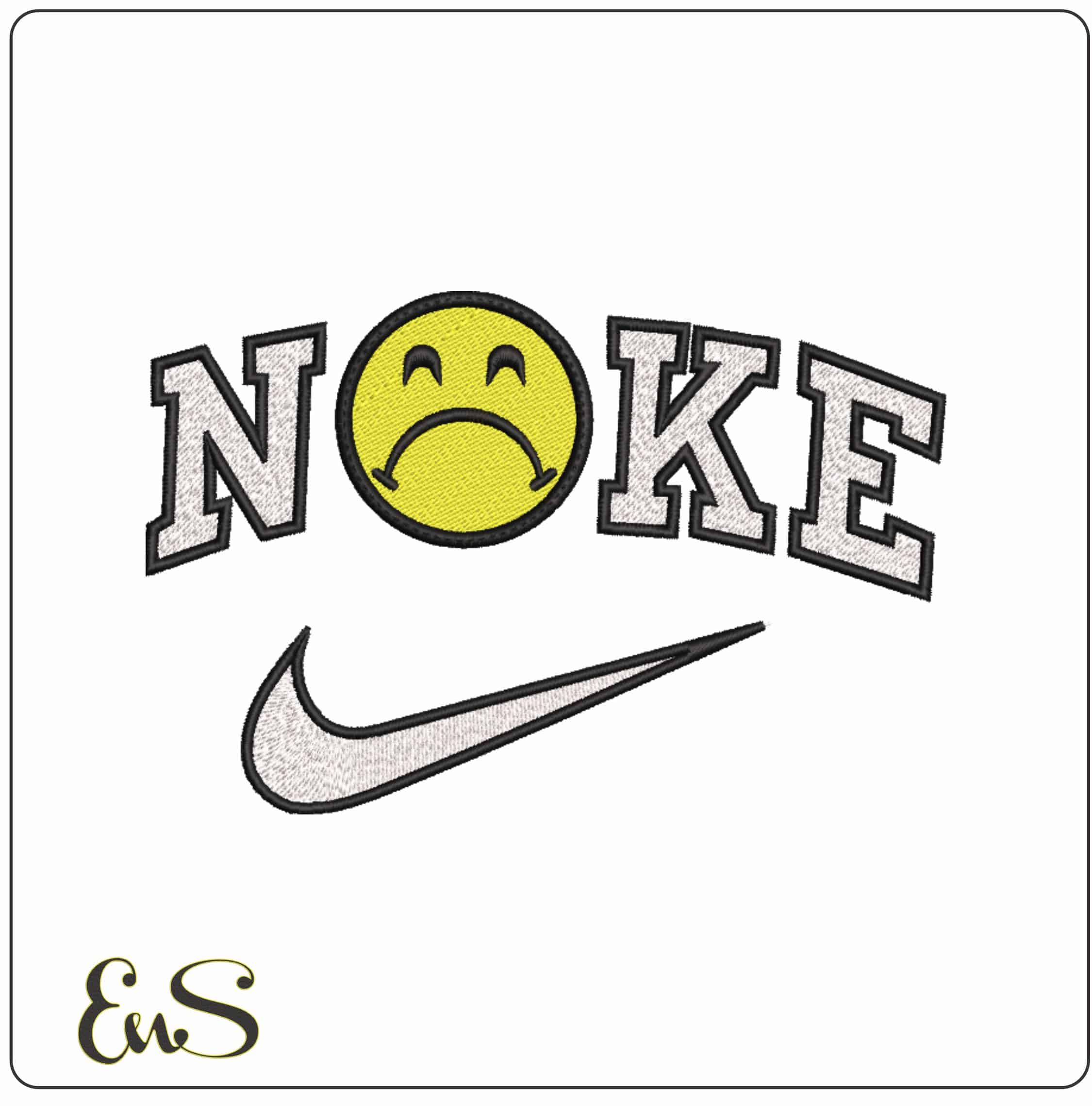 Nike Sad Emoji - Elegant embroidery design file-instant download