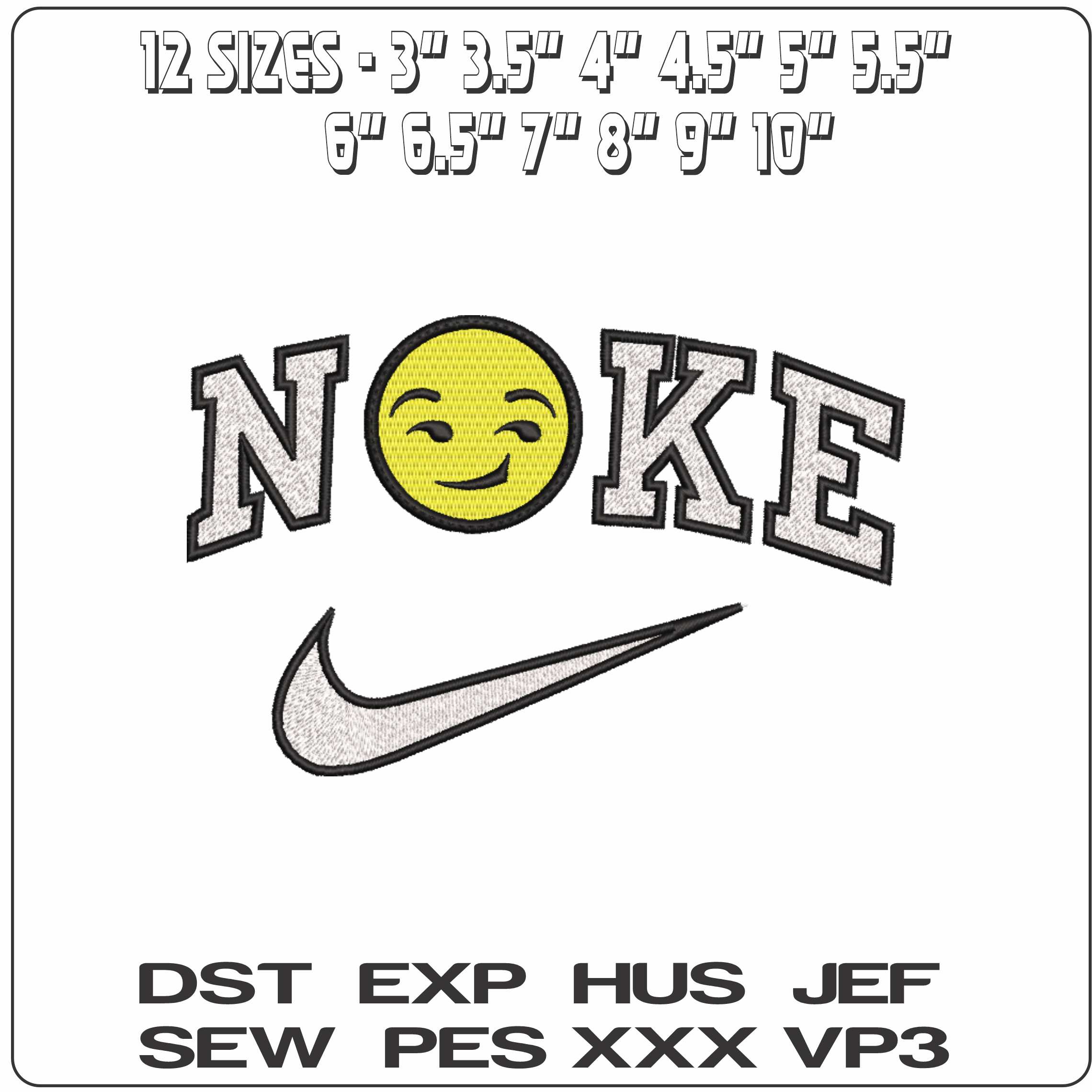 Nike Sarcastic Emoji - Elegant embroidery design file-instant download — view 2